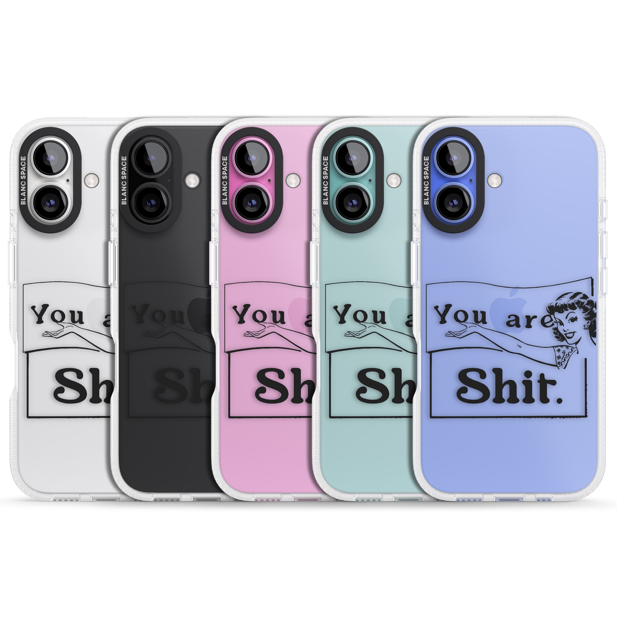 You are Sh*t iPhone 16 / 16 Plus Clear Case Impact Air - Blanc Space