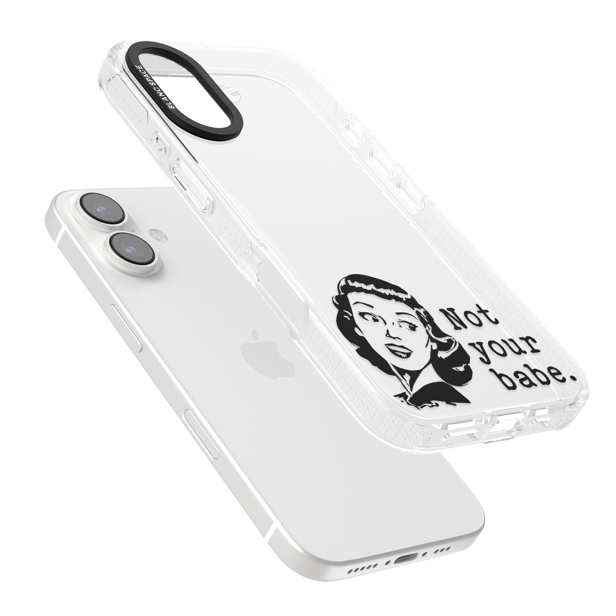 Not Your Babe iPhone 16 / 16 Plus Clear Case Impact Air - Blanc Space