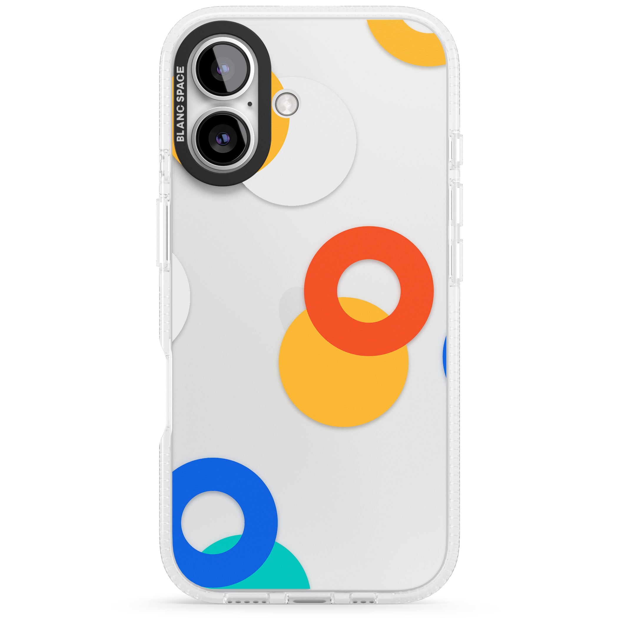 Abstract Mixed Circles iPhone 16 / 16 Plus Clear Case Impact Air - Blanc Space