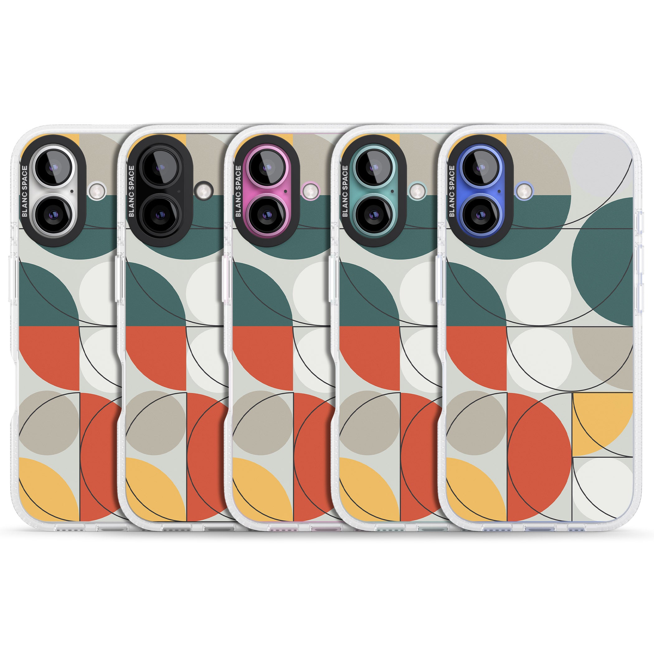 Abstract Half Circles iPhone 16 / 16 Plus Clear Case Impact Air - Blanc Space