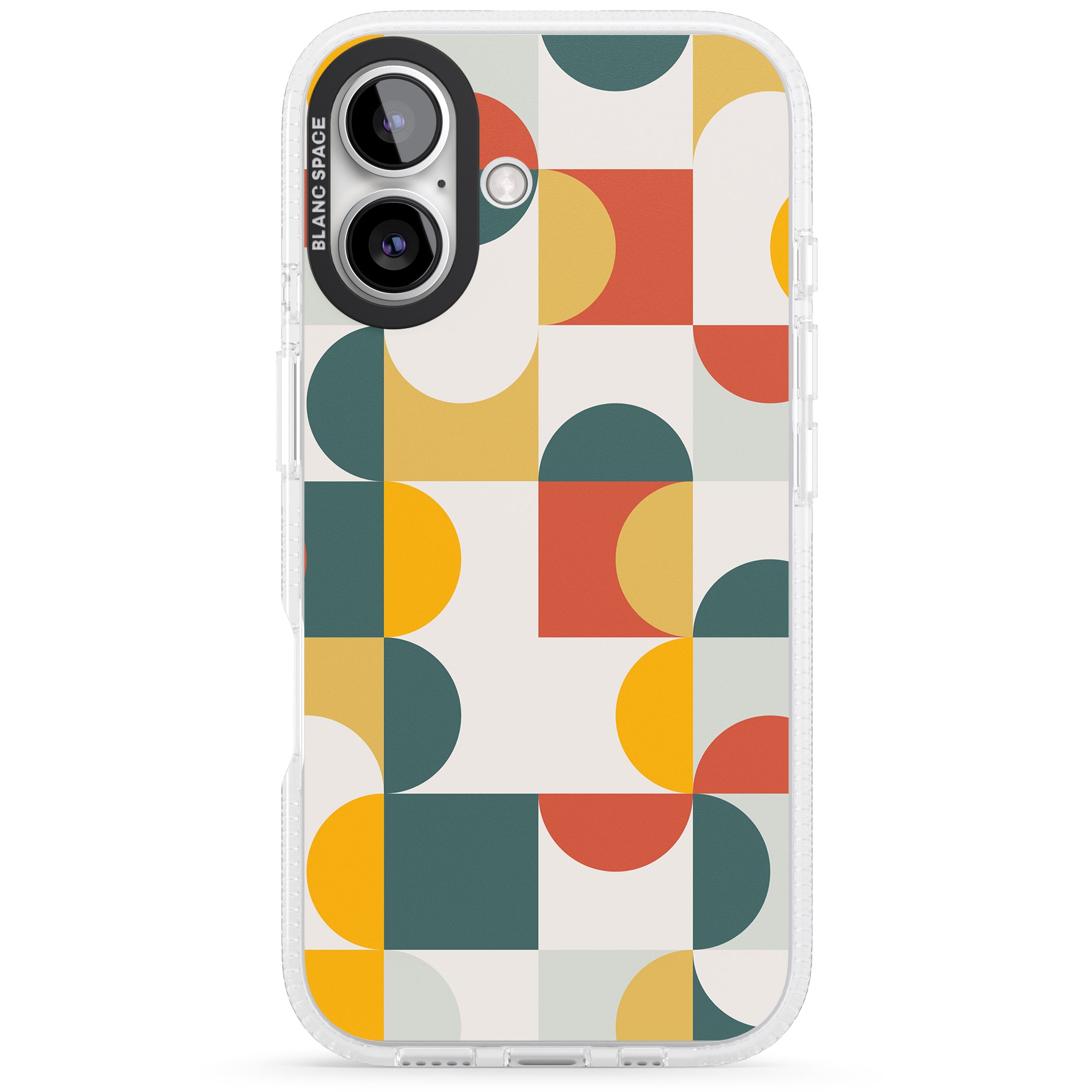 Abstract Retro Shapes: Muted Colour Mix iPhone 16 / 16 Plus Clear Case Impact Air - Blanc Space