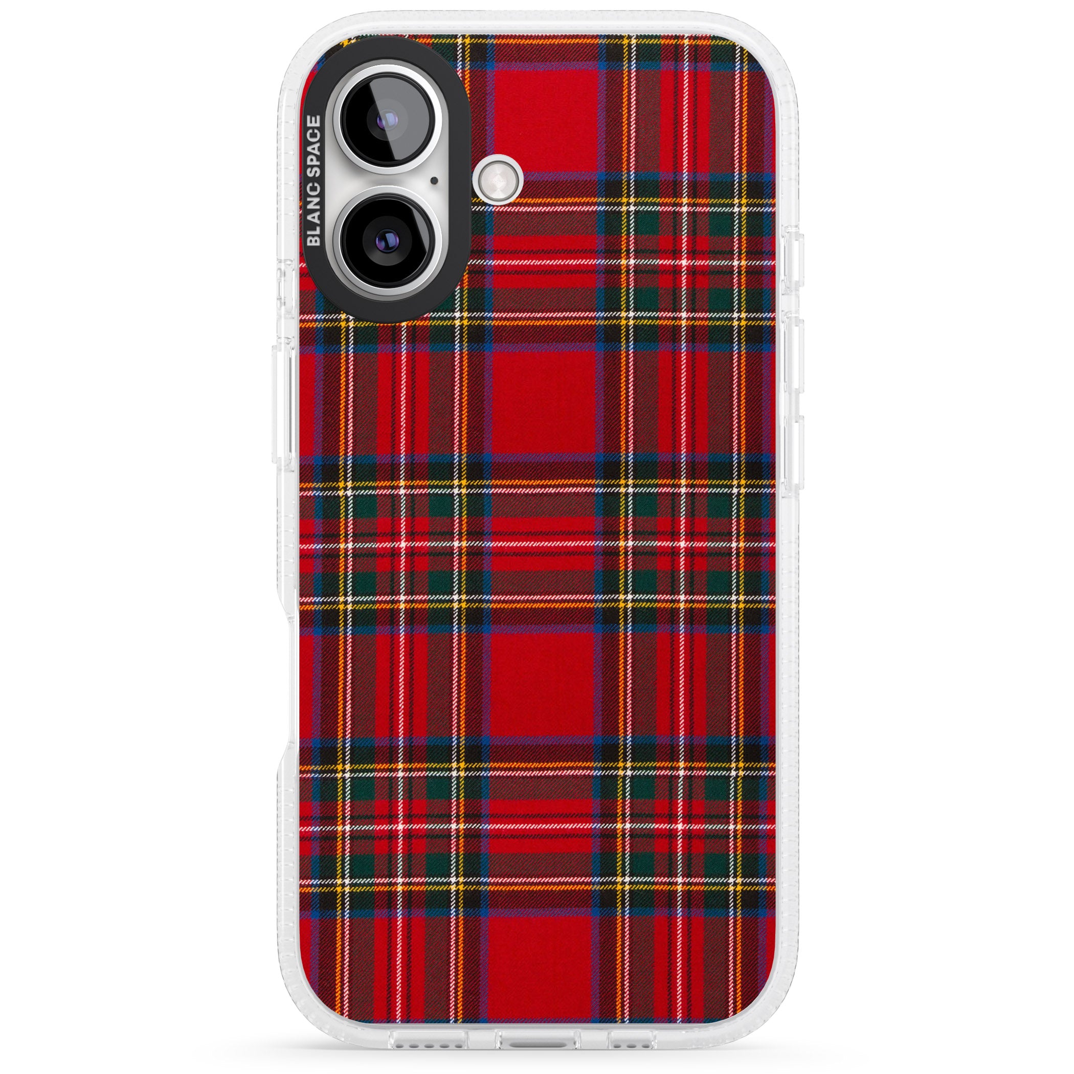 Royal Stewart Tartan iPhone 16 / 16 Plus Clear Case Impact Air - Blanc Space