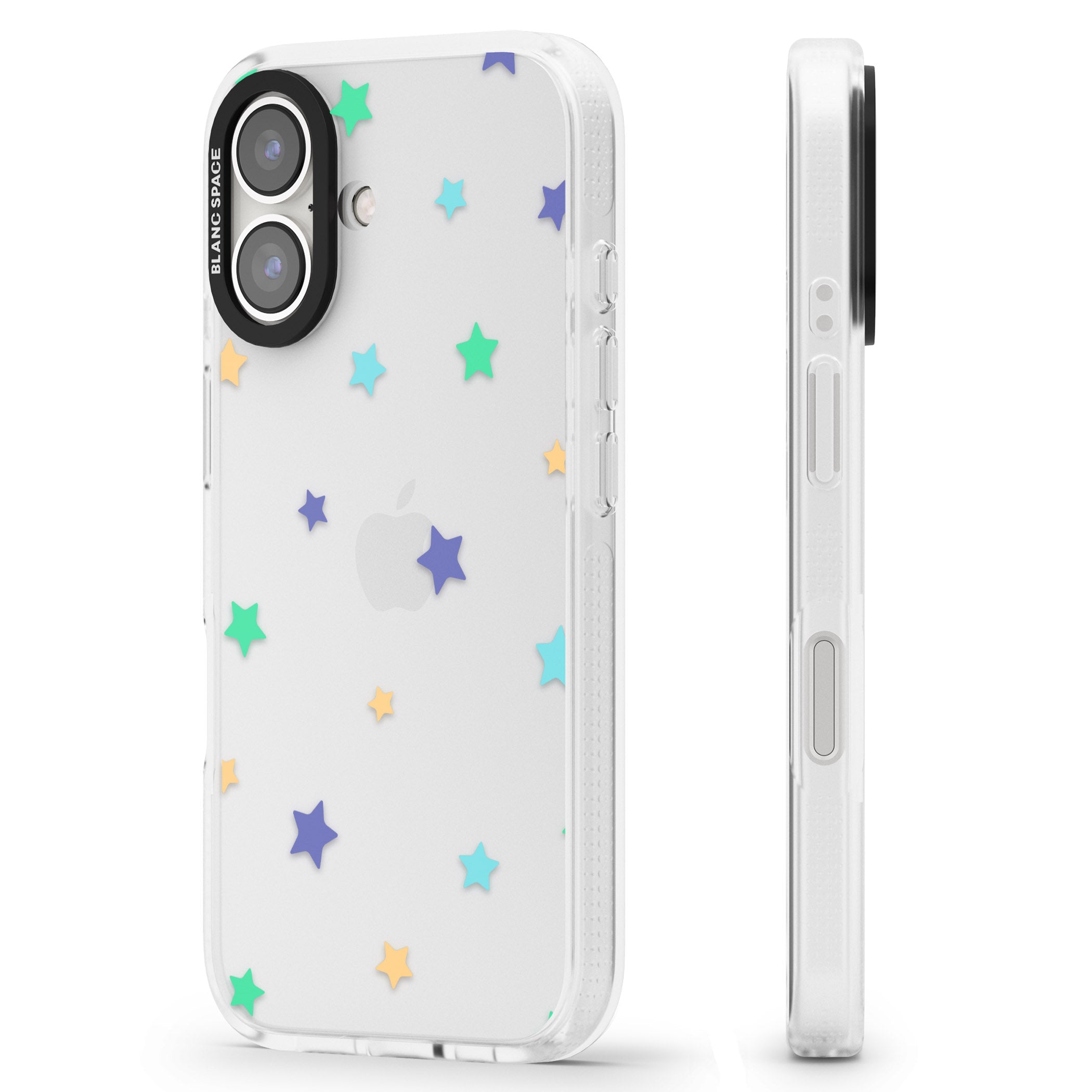 Pastel Stars Pattern iPhone 16 / 16 Plus Clear Case Impact Air - Blanc Space