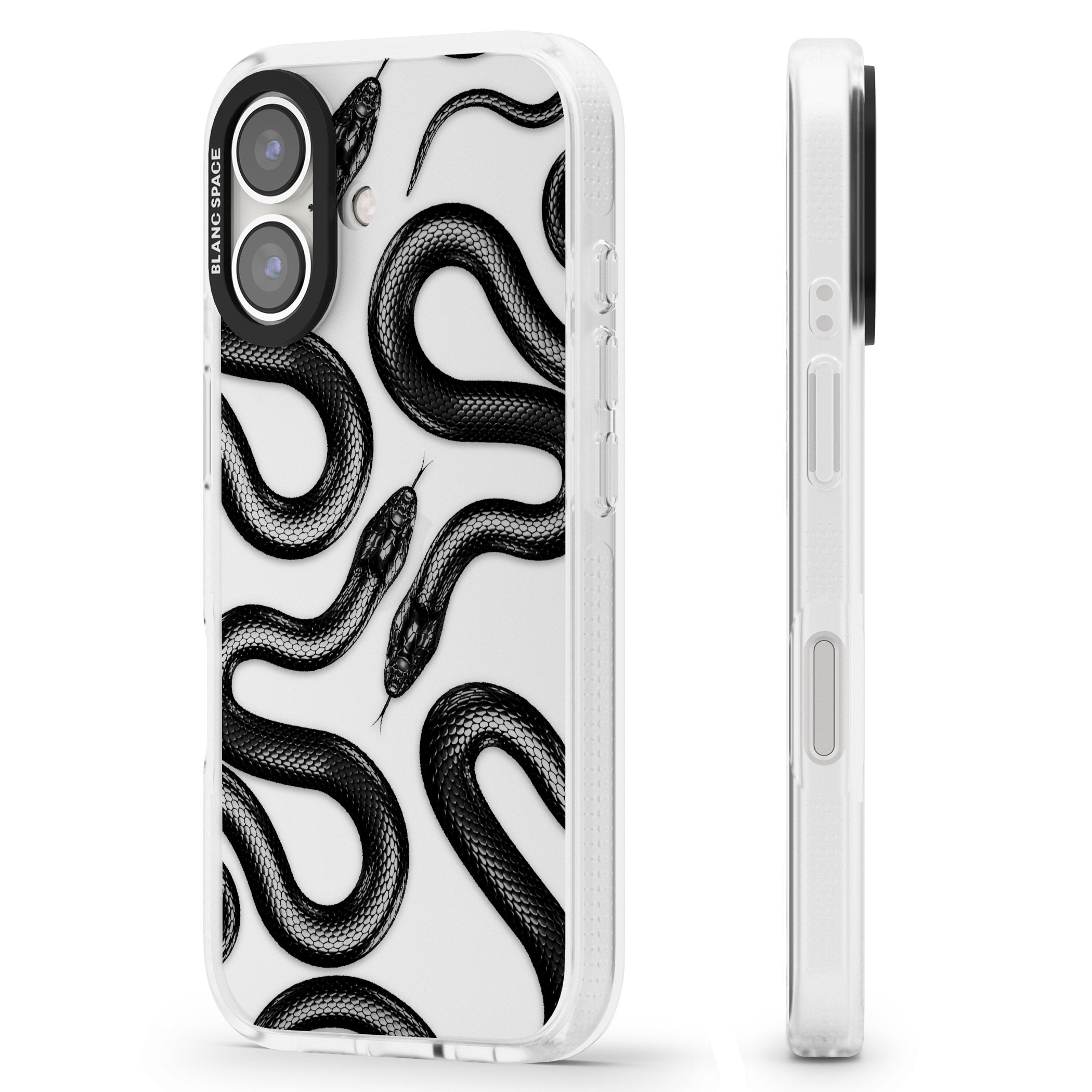 Black Kingsnake iPhone 16 / 16 Plus Clear Case Impact Air - Blanc Space