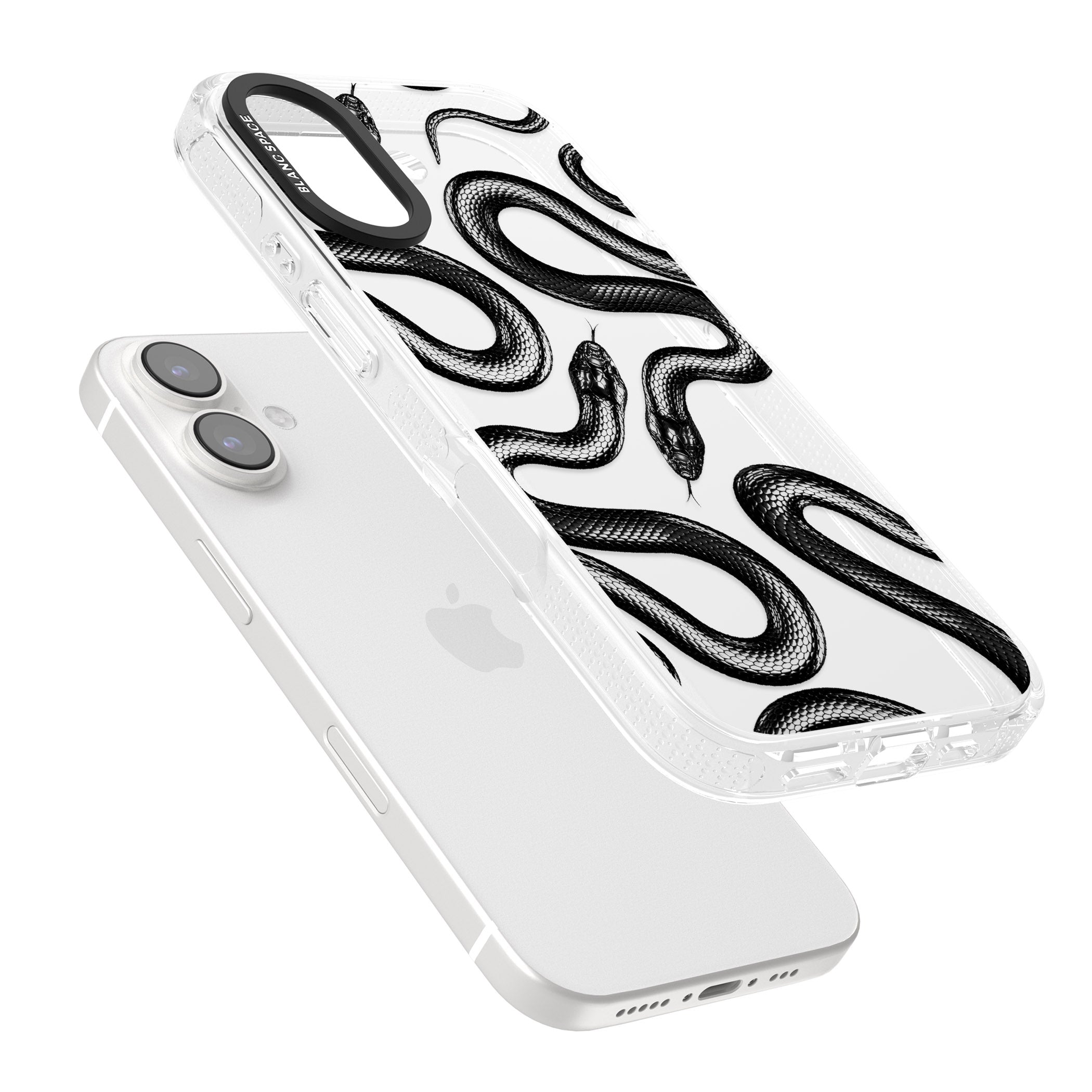 Black Kingsnake iPhone 16 / 16 Plus Clear Case Impact Air - Blanc Space