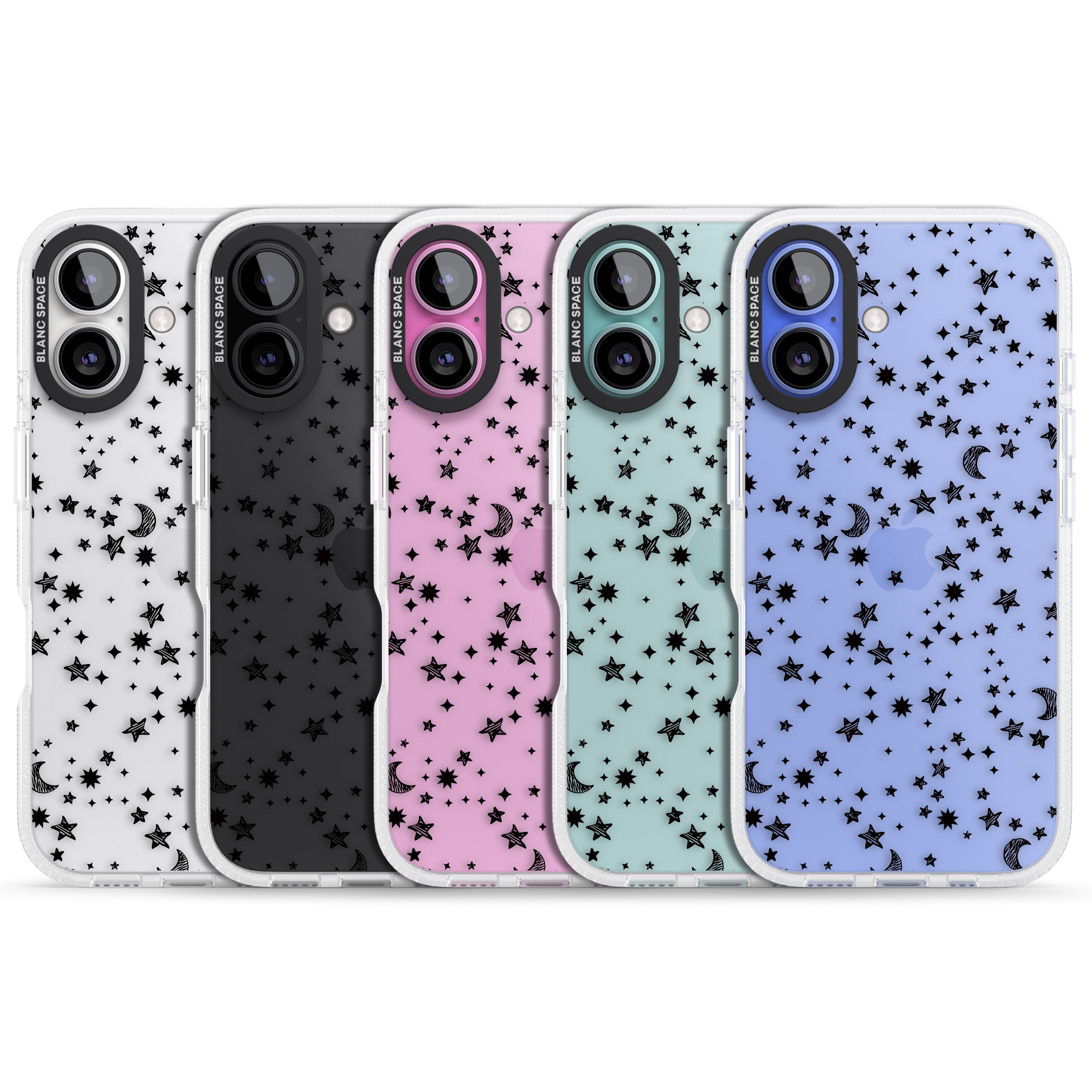Black Cosmic Galaxy Pattern iPhone 16 / 16 Plus Clear Case Impact Air - Blanc Space