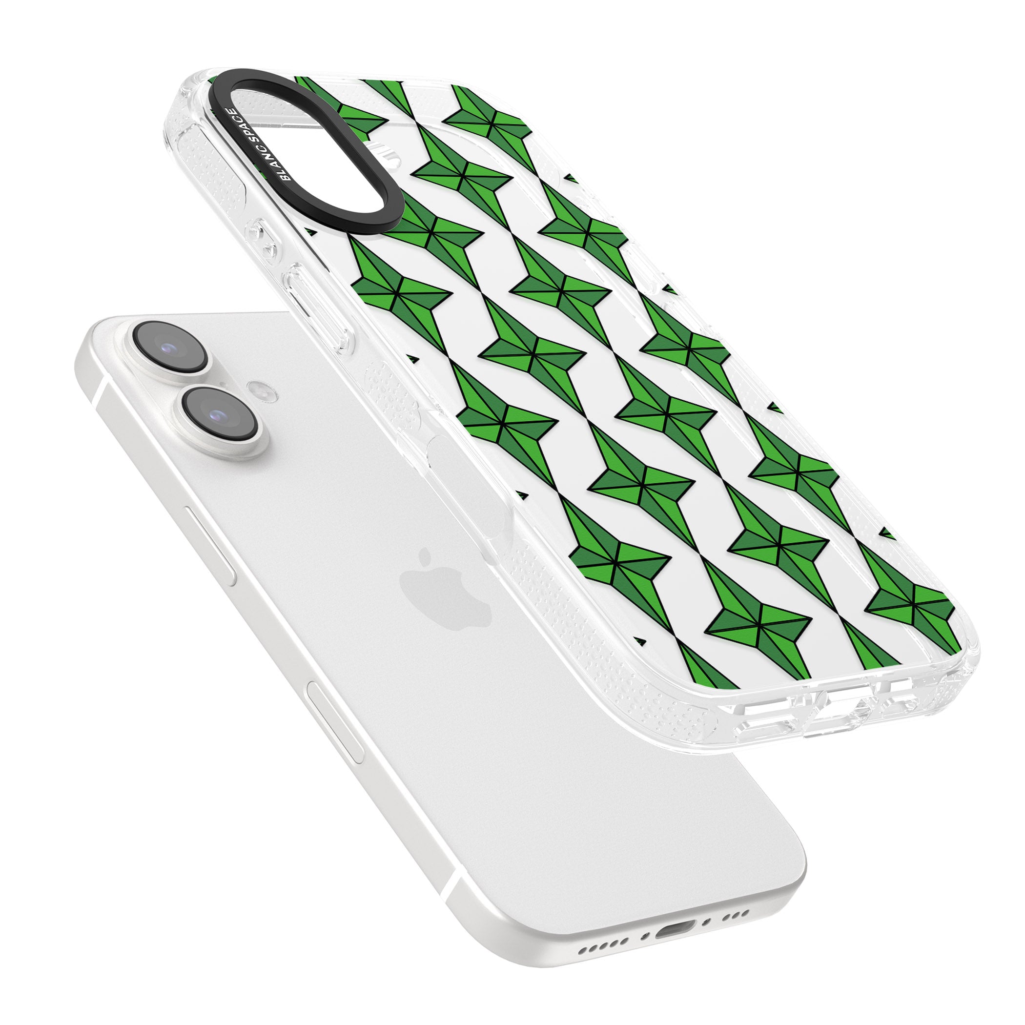 Emerald Stars Pattern (Clear) iPhone 16 / 16 Plus Clear Case Impact Air - Blanc Space