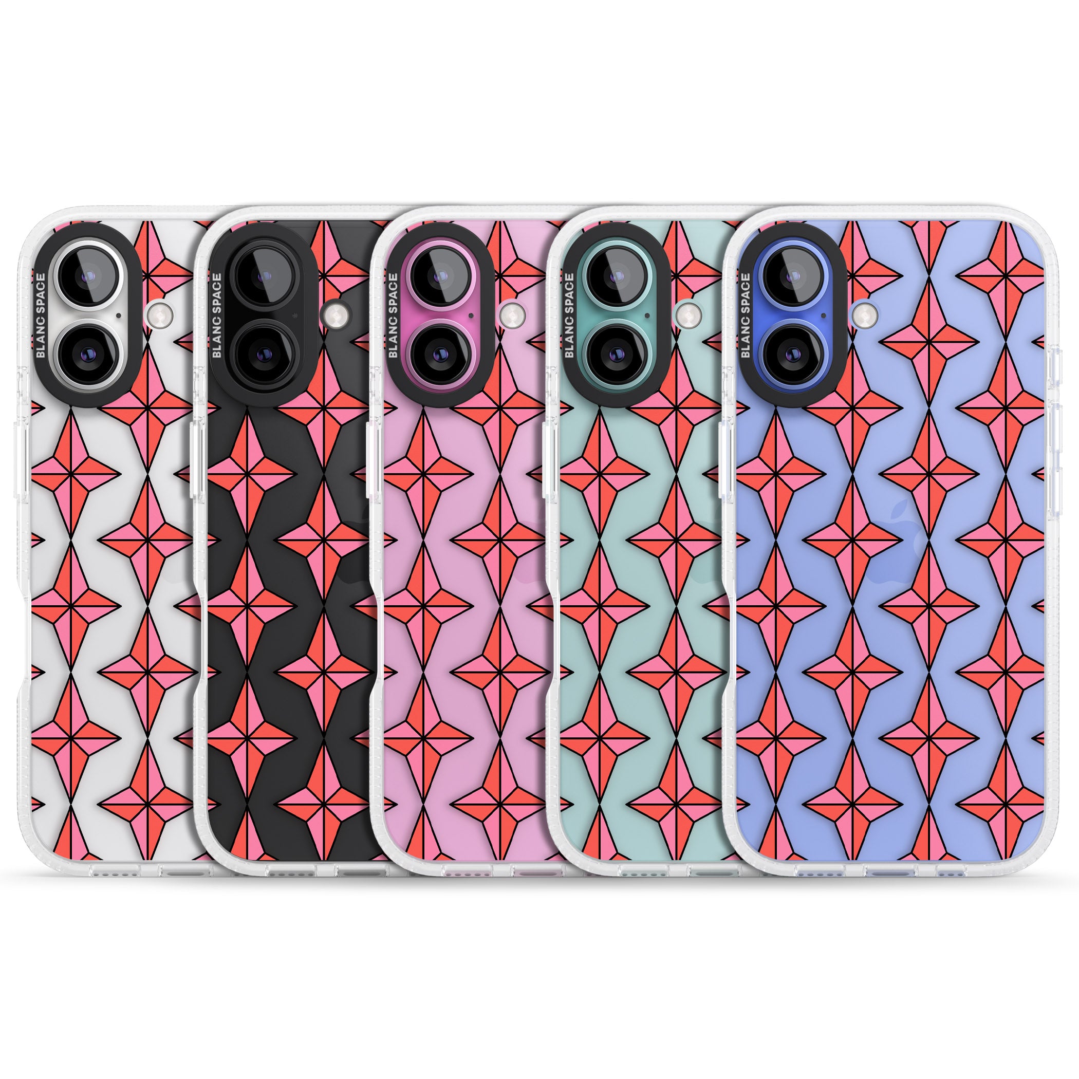 Rose Stars Pattern (Clear) iPhone 16 / 16 Plus Clear Case Impact Air - Blanc Space