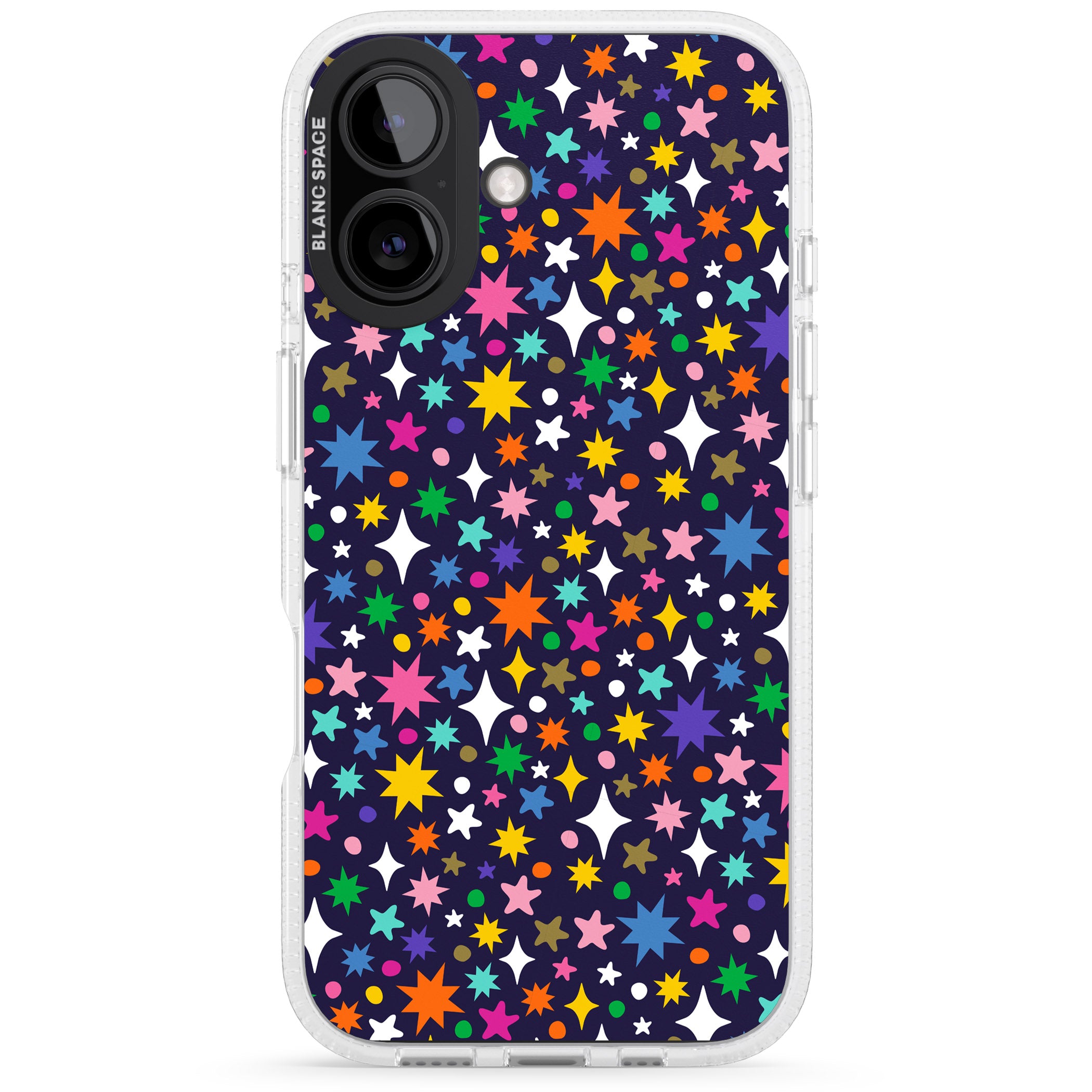 Rainbow Starburst (Purple) iPhone 16 / 16 Plus Clear Case Impact Air - Blanc Space