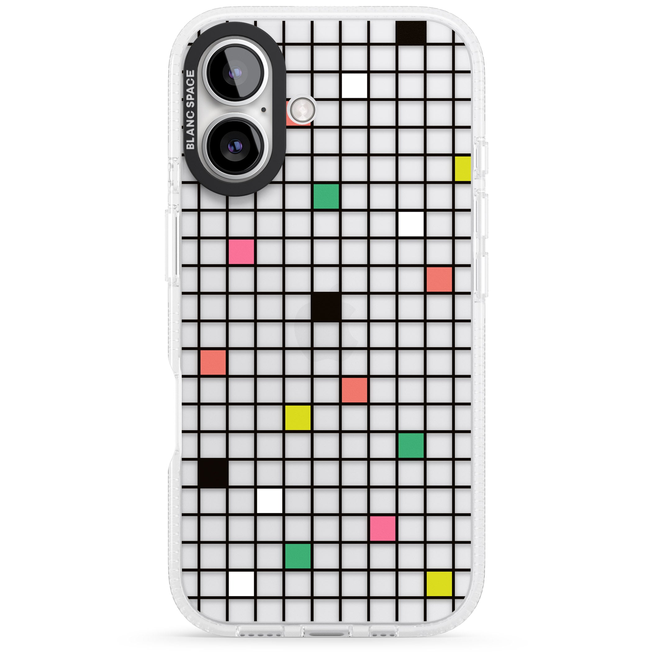 Vibrant Clear Geometric Grid iPhone 16 / 16 Plus Clear Case Impact Air - Blanc Space