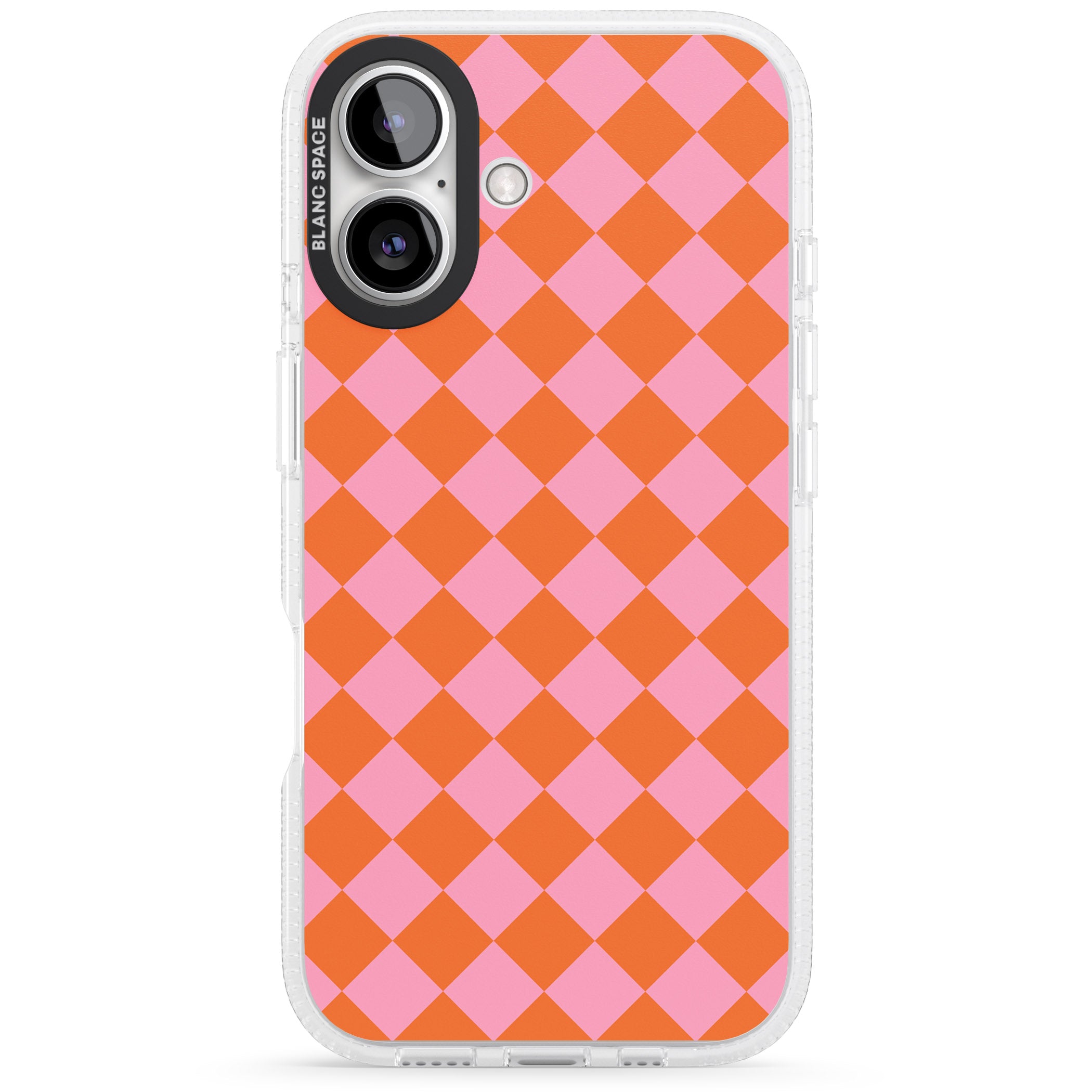 Retro Sunset Diamond Plaid iPhone 16 / 16 Plus Clear Case Impact Air - Blanc Space