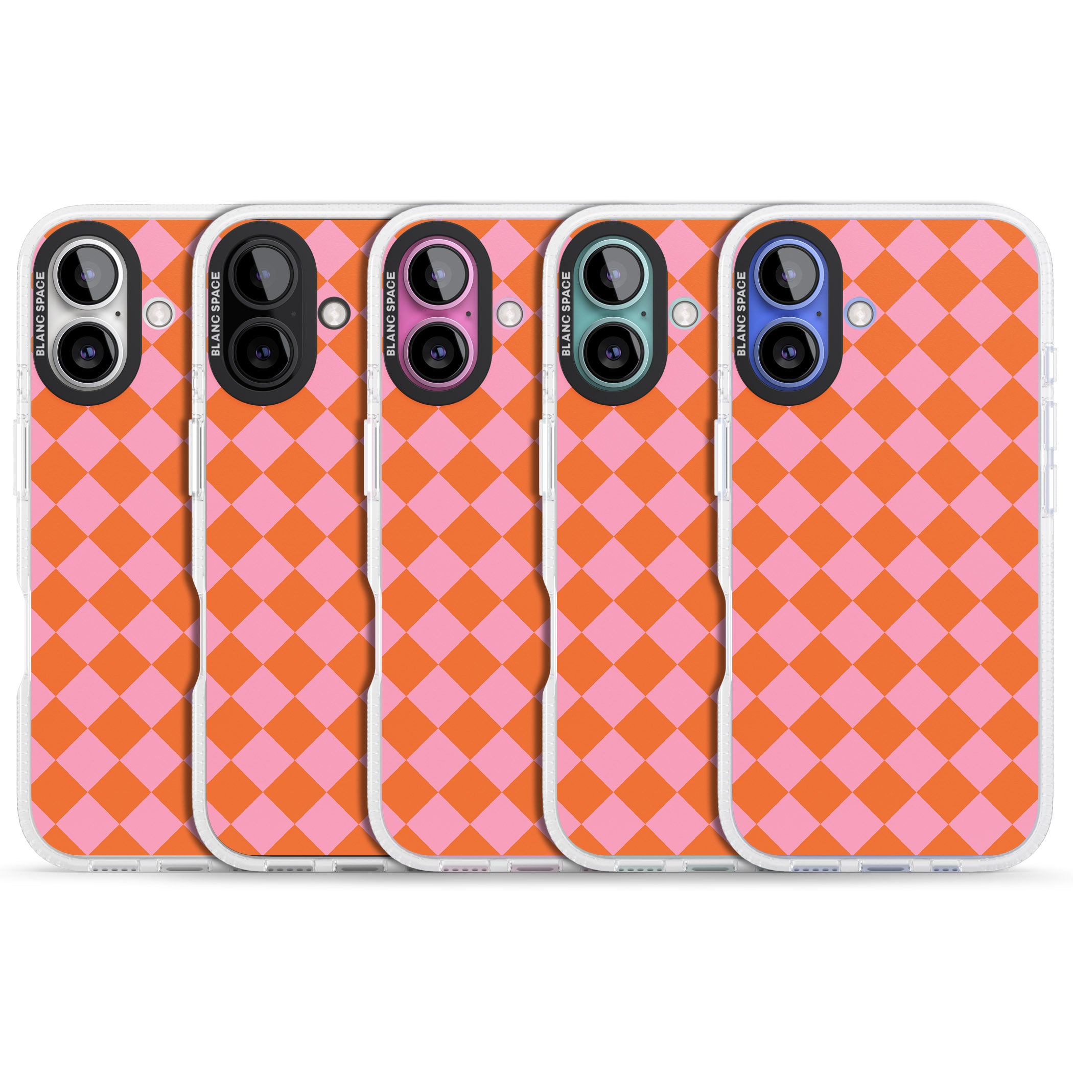 Retro Sunset Diamond Plaid iPhone 16 / 16 Plus Clear Case Impact Air - Blanc Space