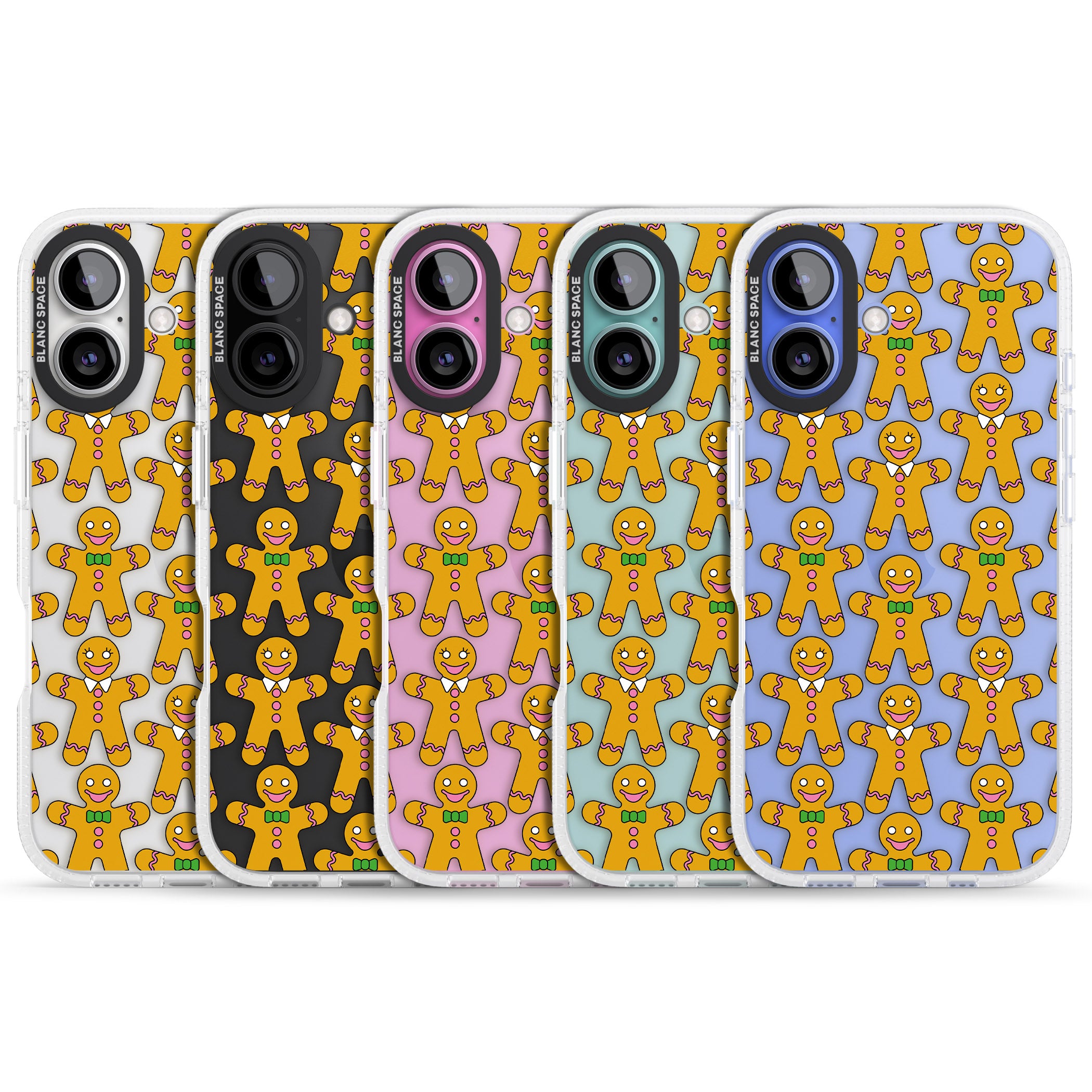 Gingerbread Cookie Pattern iPhone 16 / 16 Plus Clear Case Impact Air - Blanc Space