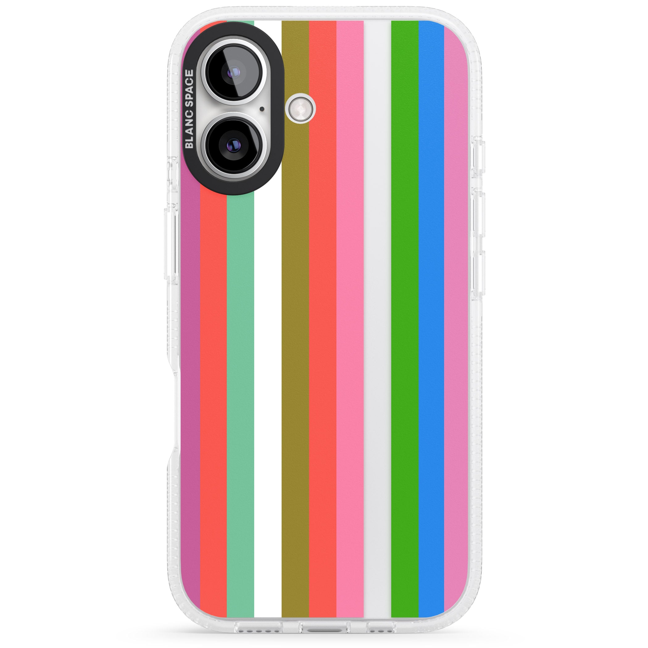 Vibrant Stripes iPhone 16 / 16 Plus Clear Case Impact Air - Blanc Space