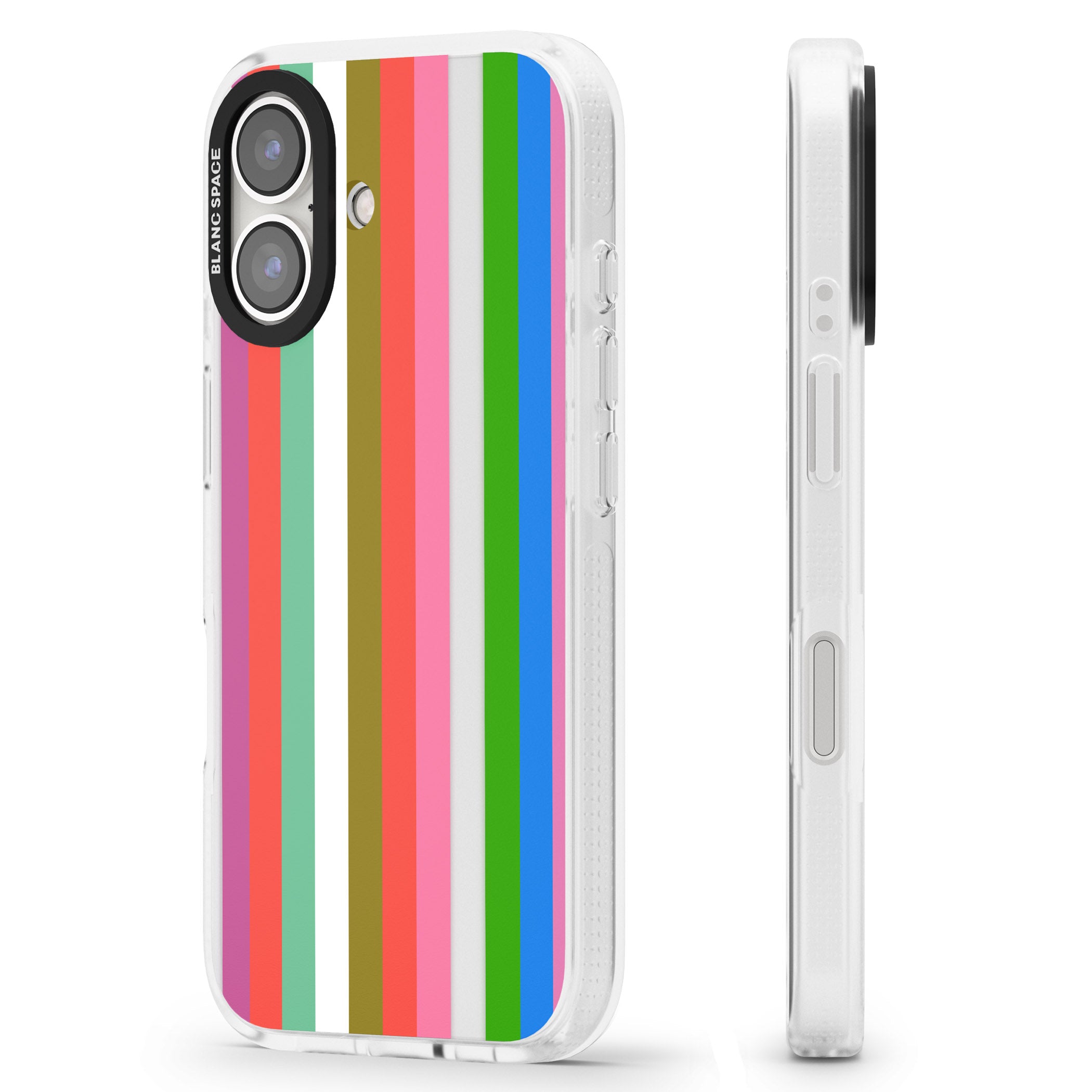 Vibrant Stripes iPhone 16 / 16 Plus Clear Case Impact Air - Blanc Space