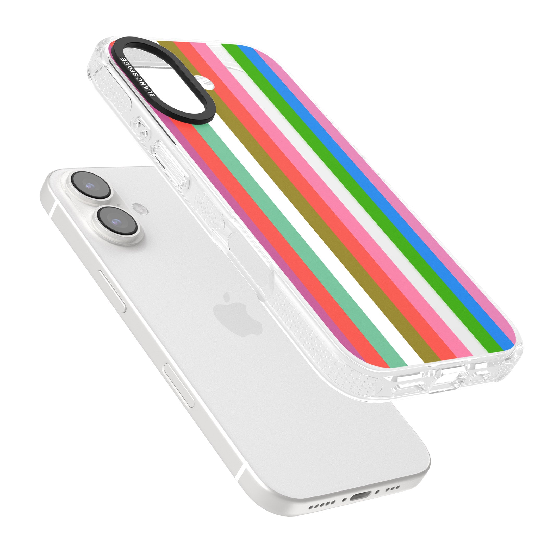 Vibrant Stripes iPhone 16 / 16 Plus Clear Case Impact Air - Blanc Space