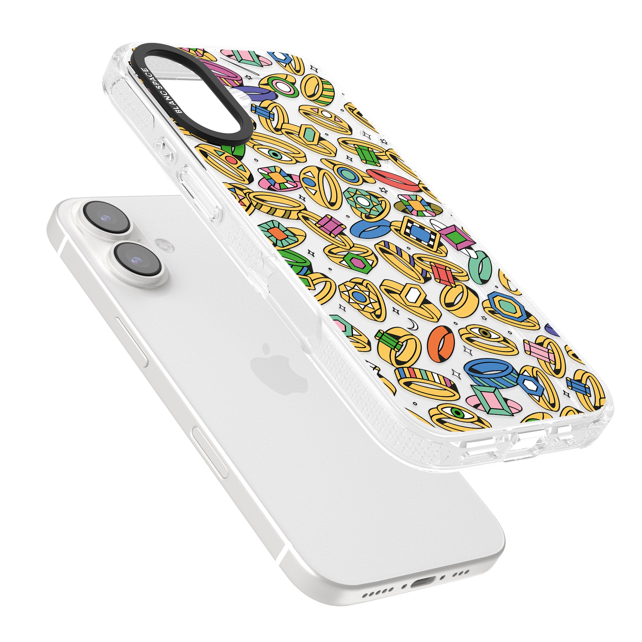 Gemstone Glitz iPhone 16 / 16 Plus Clear Case Impact Air - Blanc Space