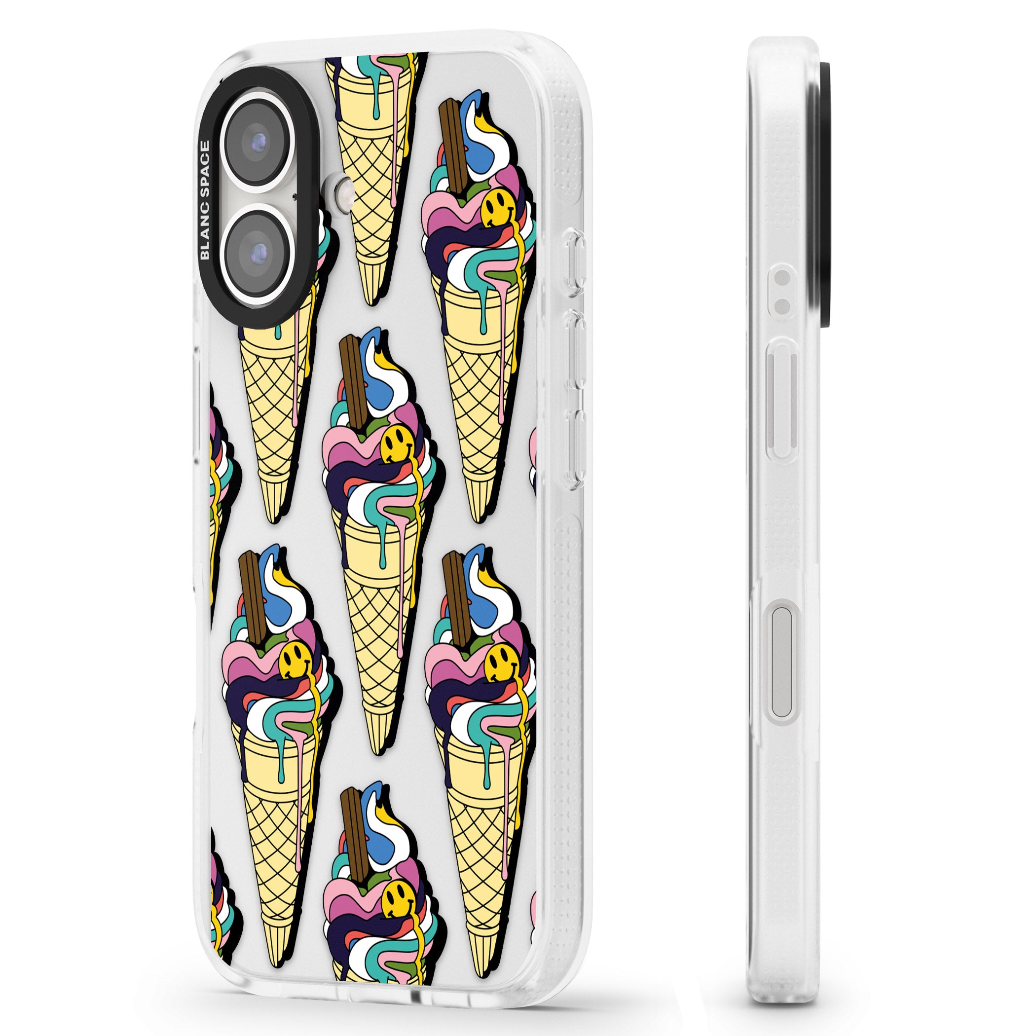 Trip & Drip Ice Cream iPhone 16 / 16 Plus Clear Case Impact Air - Blanc Space