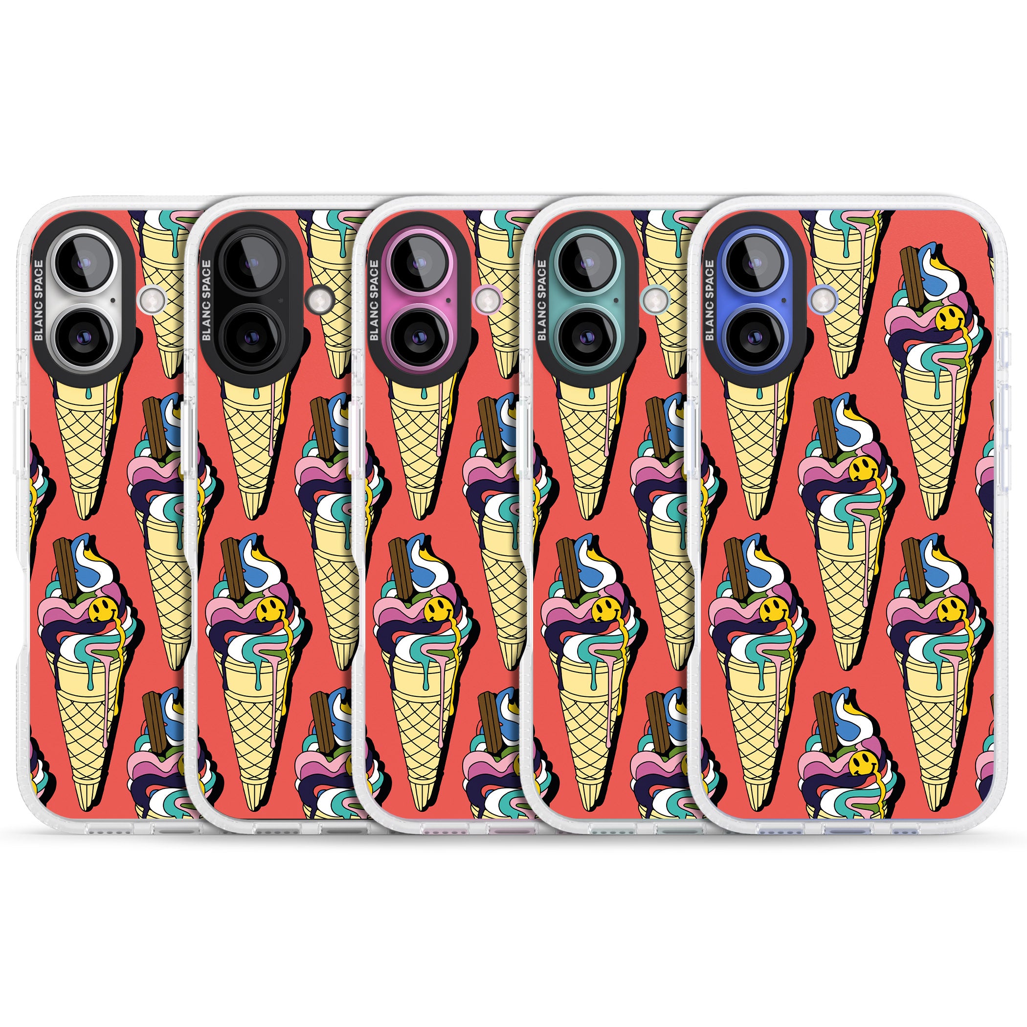 Trip & Drip Ice Cream (Red) iPhone 16 / 16 Plus Clear Case Impact Air - Blanc Space