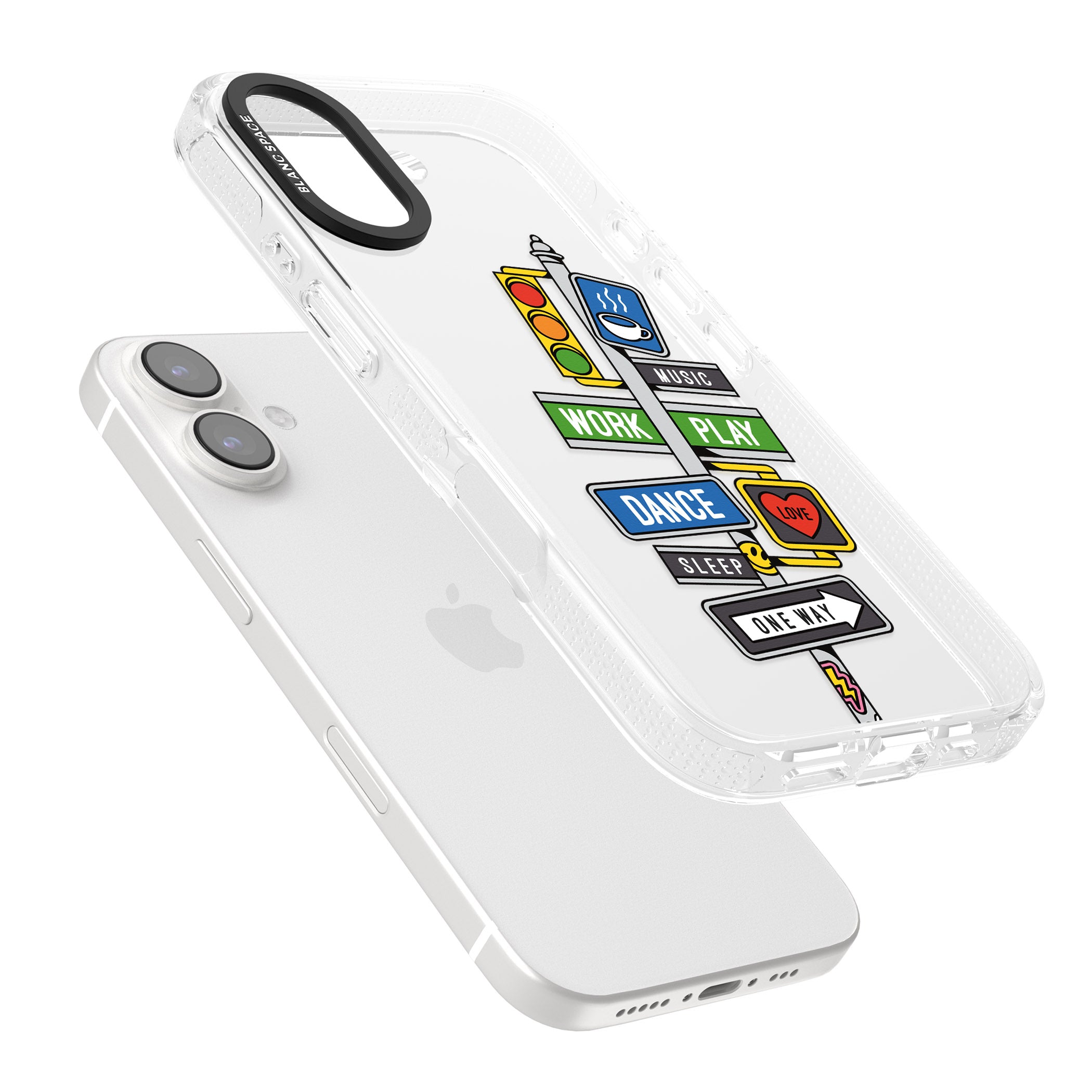 Mood Street Signs iPhone 16 / 16 Plus Clear Case Impact Air - Blanc Space