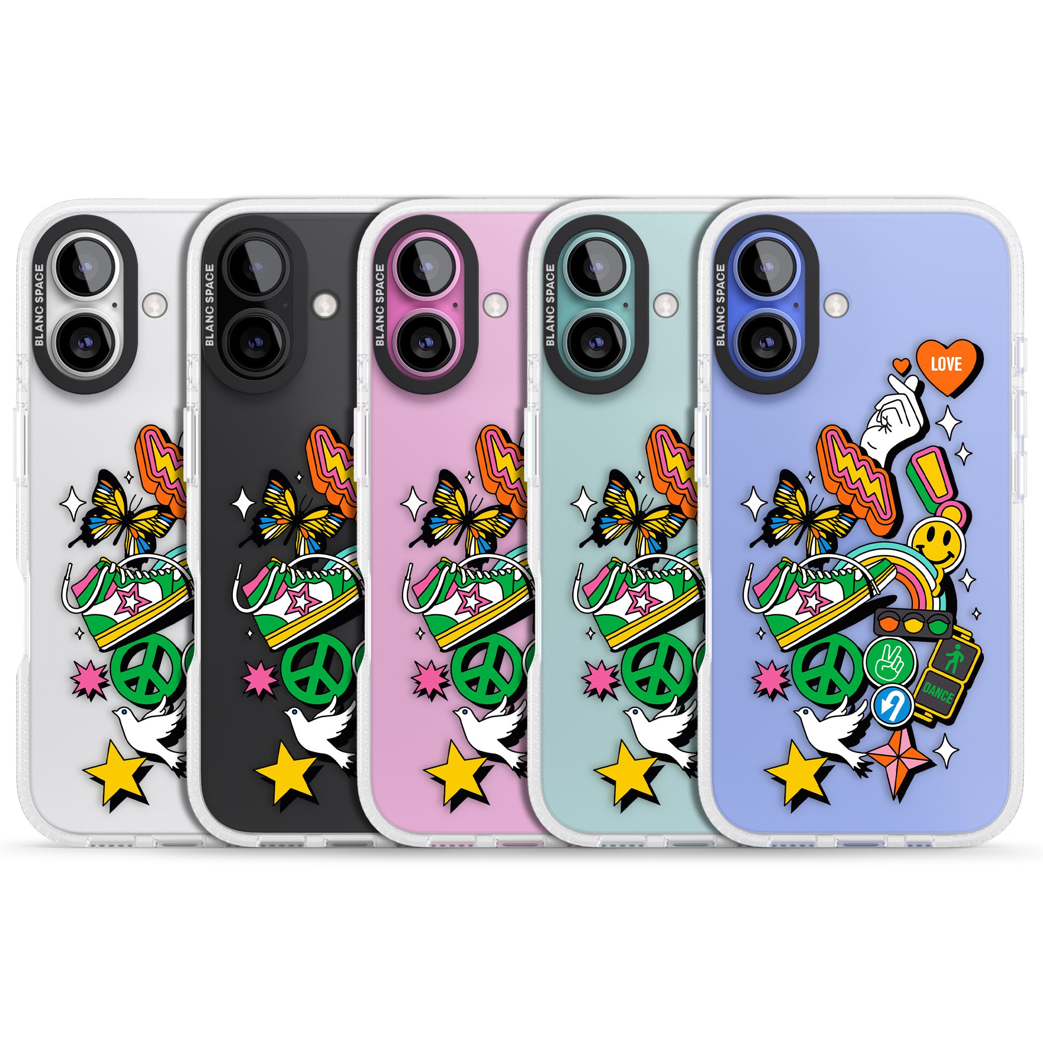 Nostalgic Sticker Collage iPhone 16 / 16 Plus Clear Case Impact Air - Blanc Space