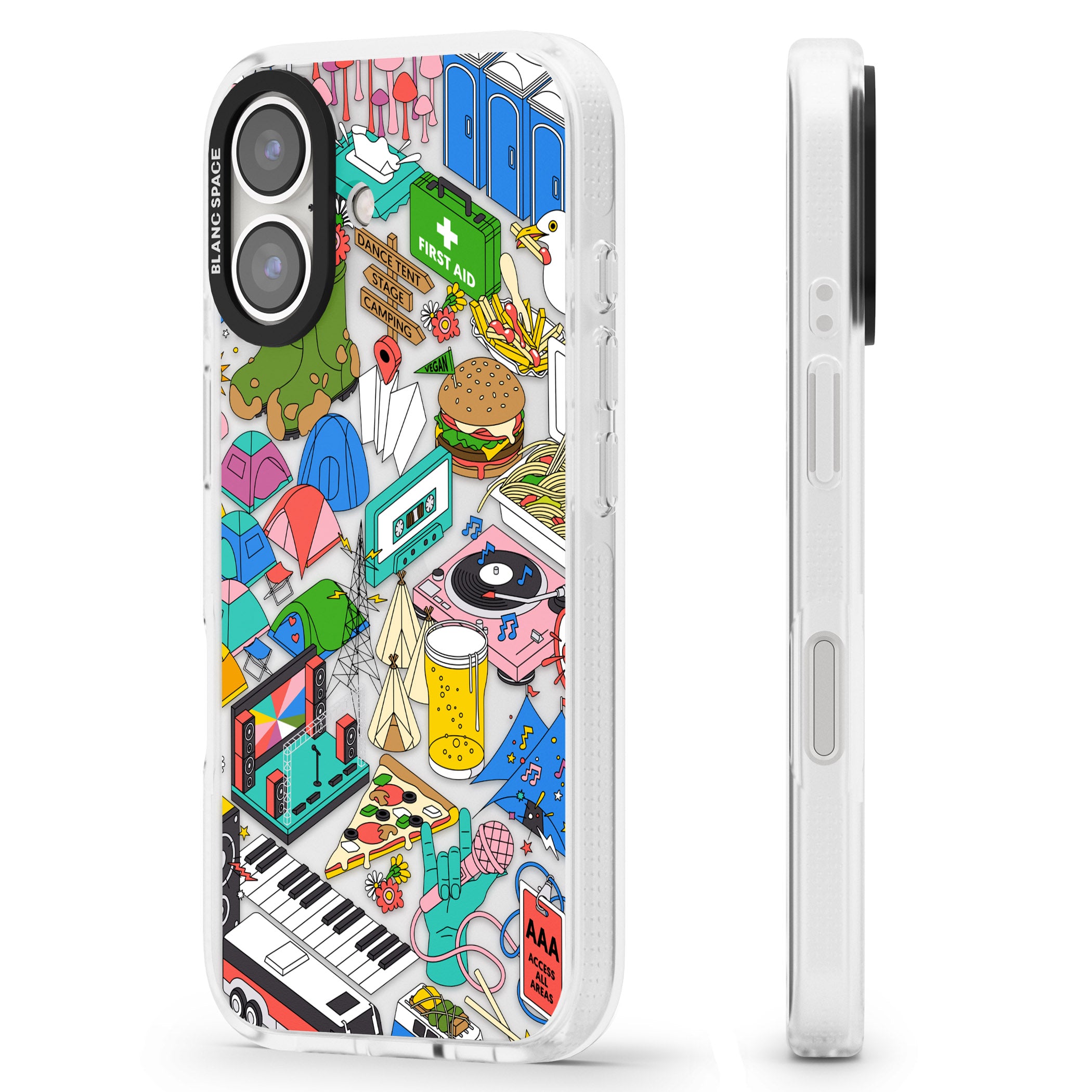 Festival Frenzy iPhone 16 / 16 Plus Clear Case Impact Air - Blanc Space