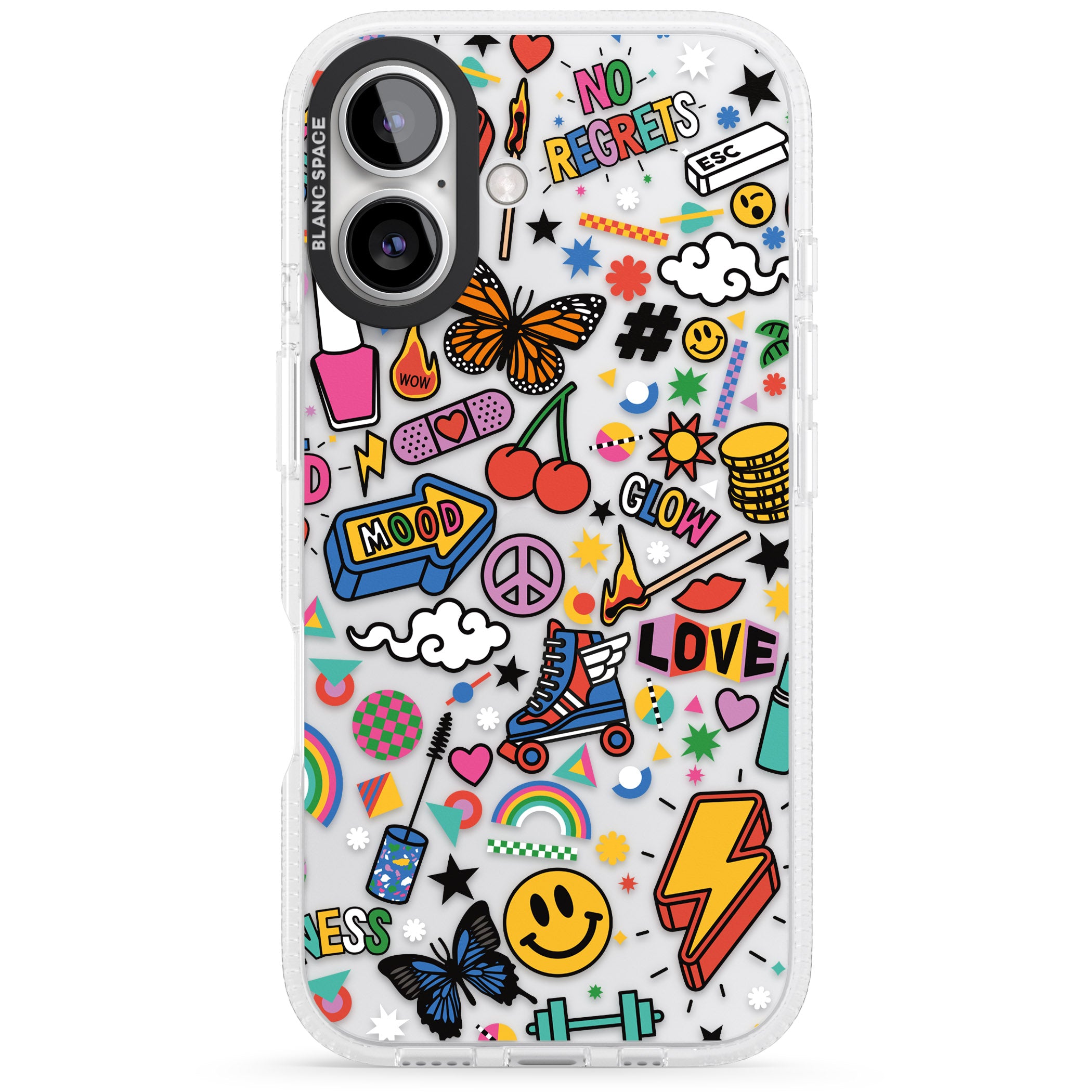 Electric Love iPhone 16 / 16 Plus Clear Case Impact Air - Blanc Space