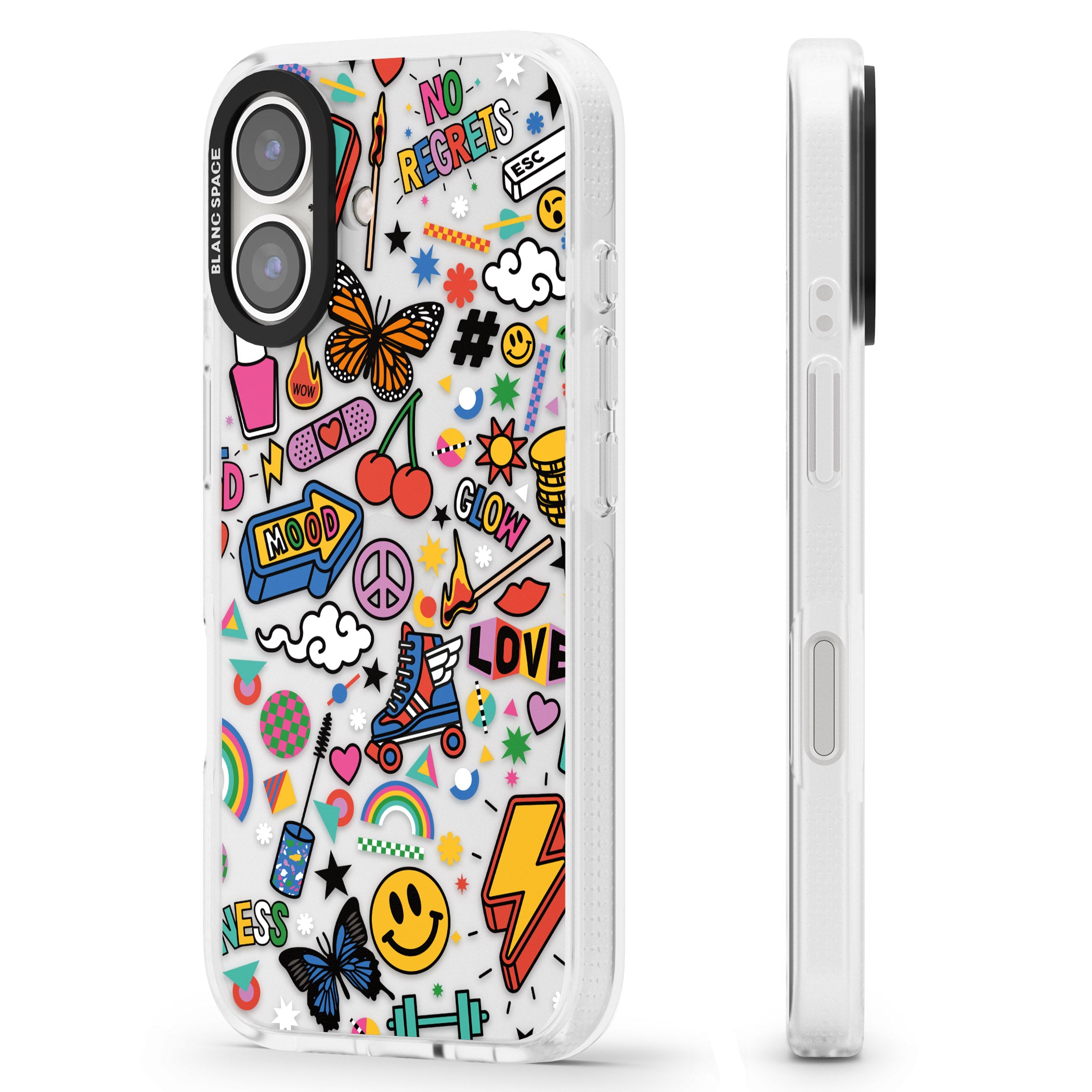 Electric Love iPhone 16 / 16 Plus Clear Case Impact Air - Blanc Space