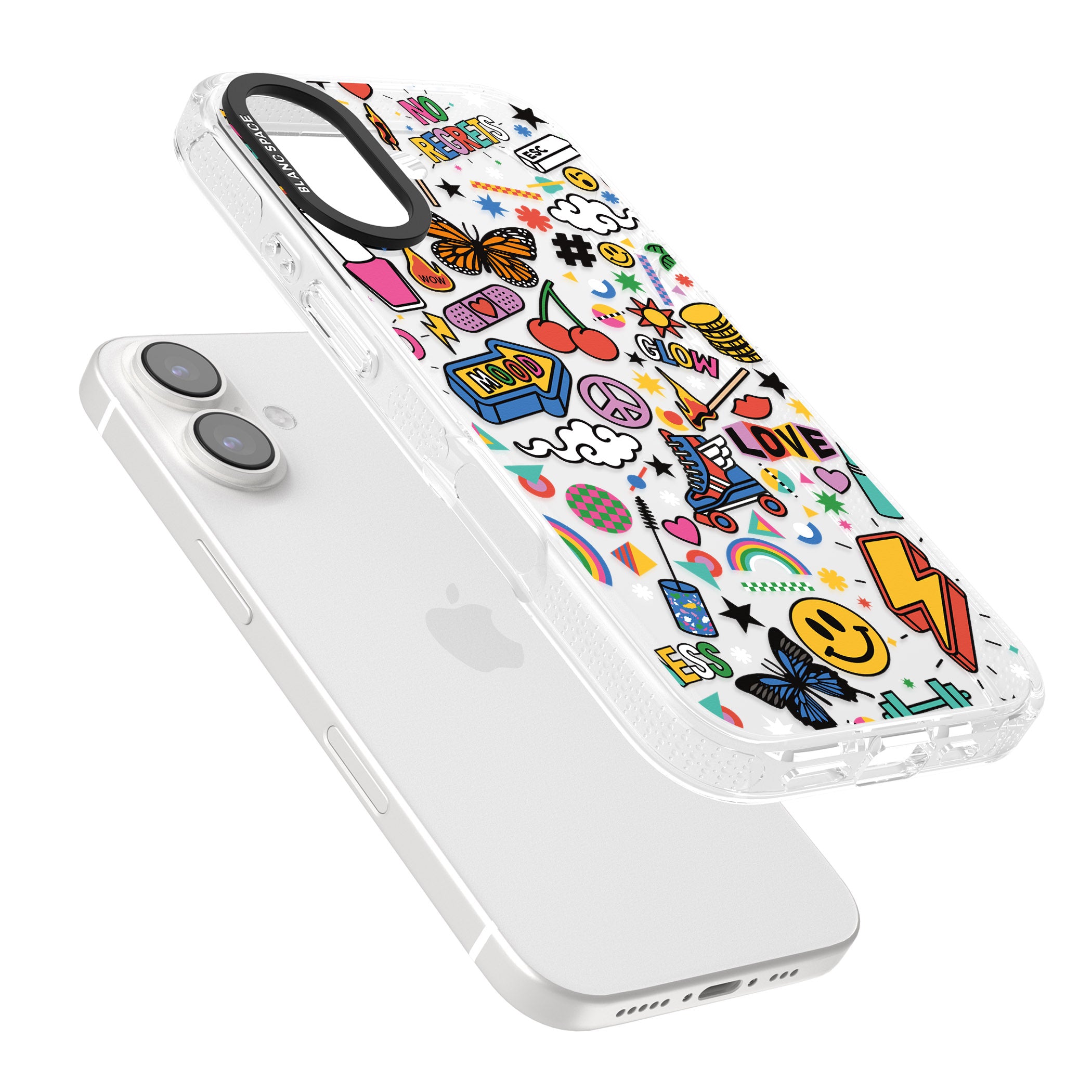 Electric Love iPhone 16 / 16 Plus Clear Case Impact Air - Blanc Space