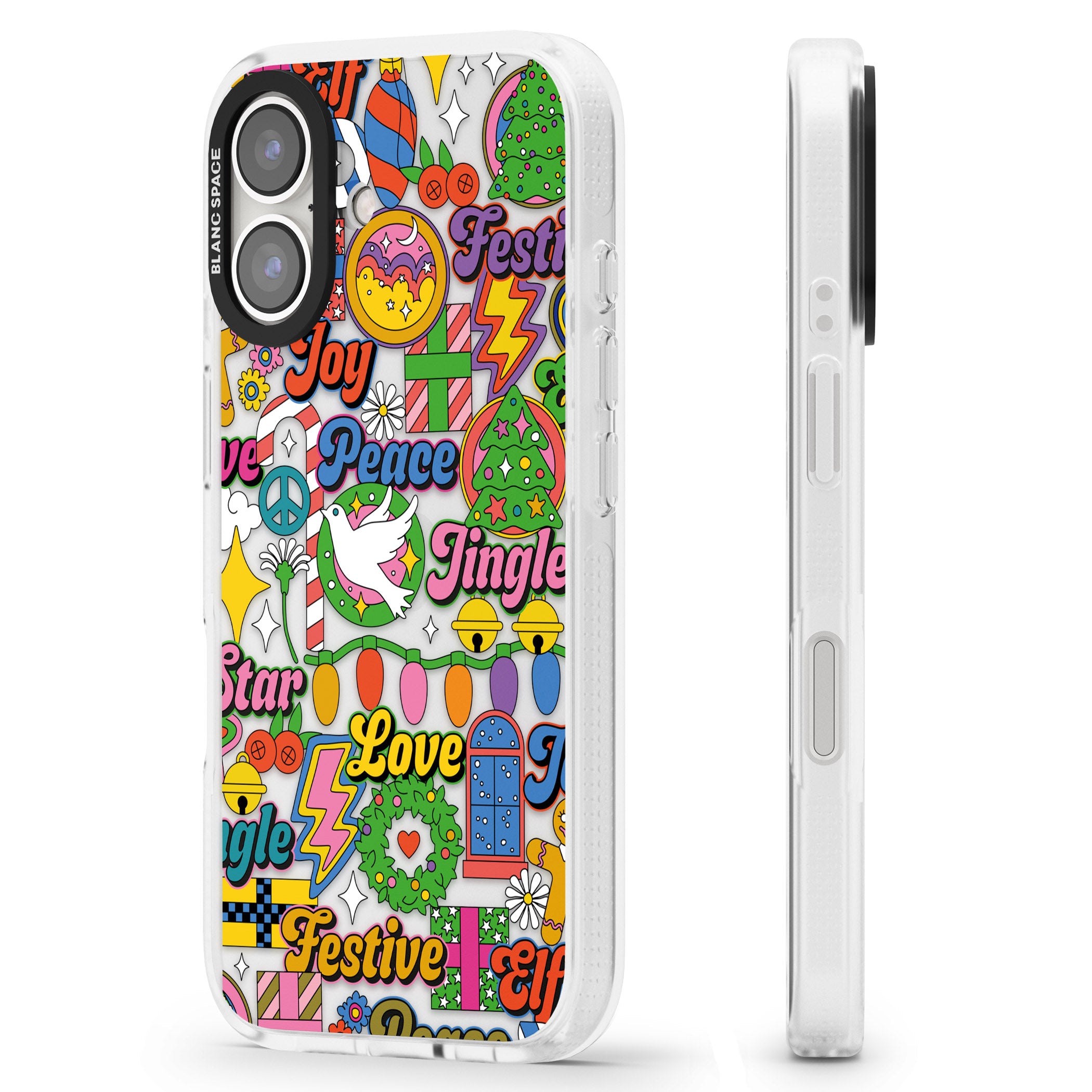 Peace & Festivities iPhone 16 / 16 Plus Clear Case Impact Air - Blanc Space