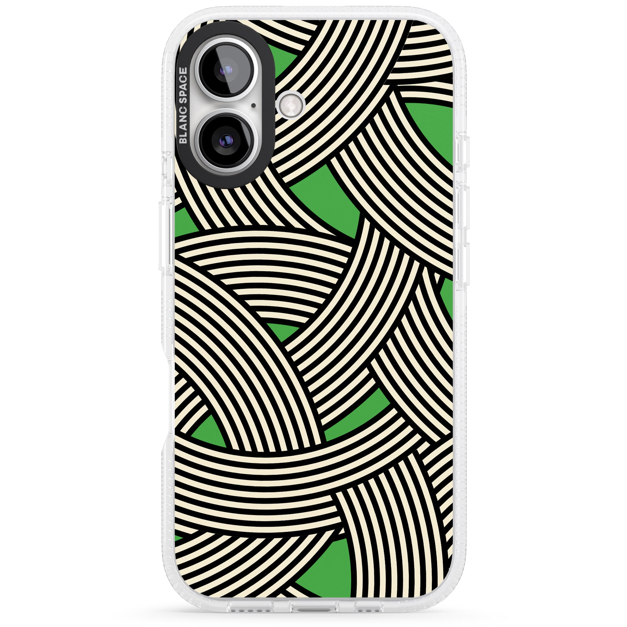 Green Optic Waves iPhone 16 / 16 Plus Clear Case Impact Air - Blanc Space