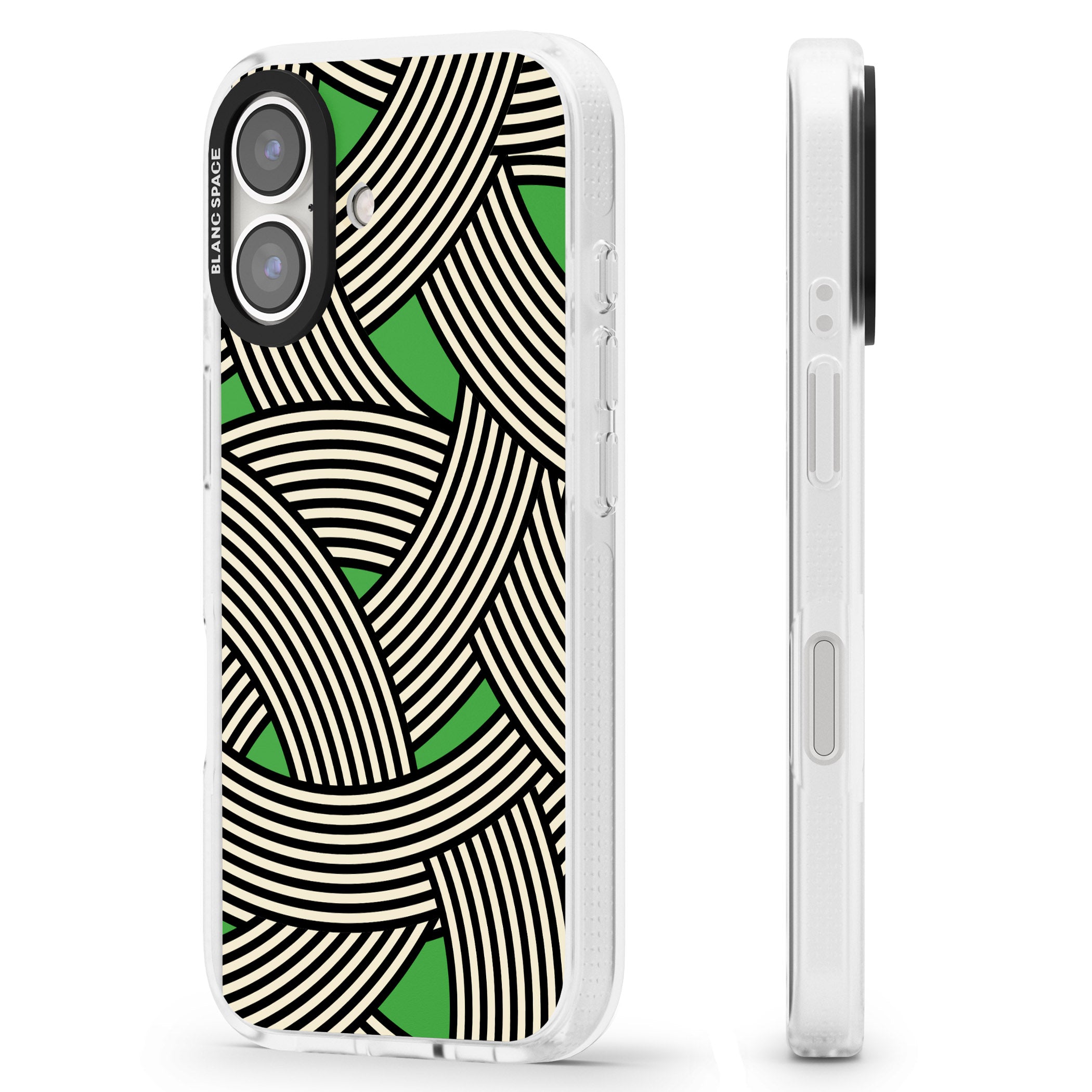 Green Optic Waves iPhone 16 / 16 Plus Clear Case Impact Air - Blanc Space