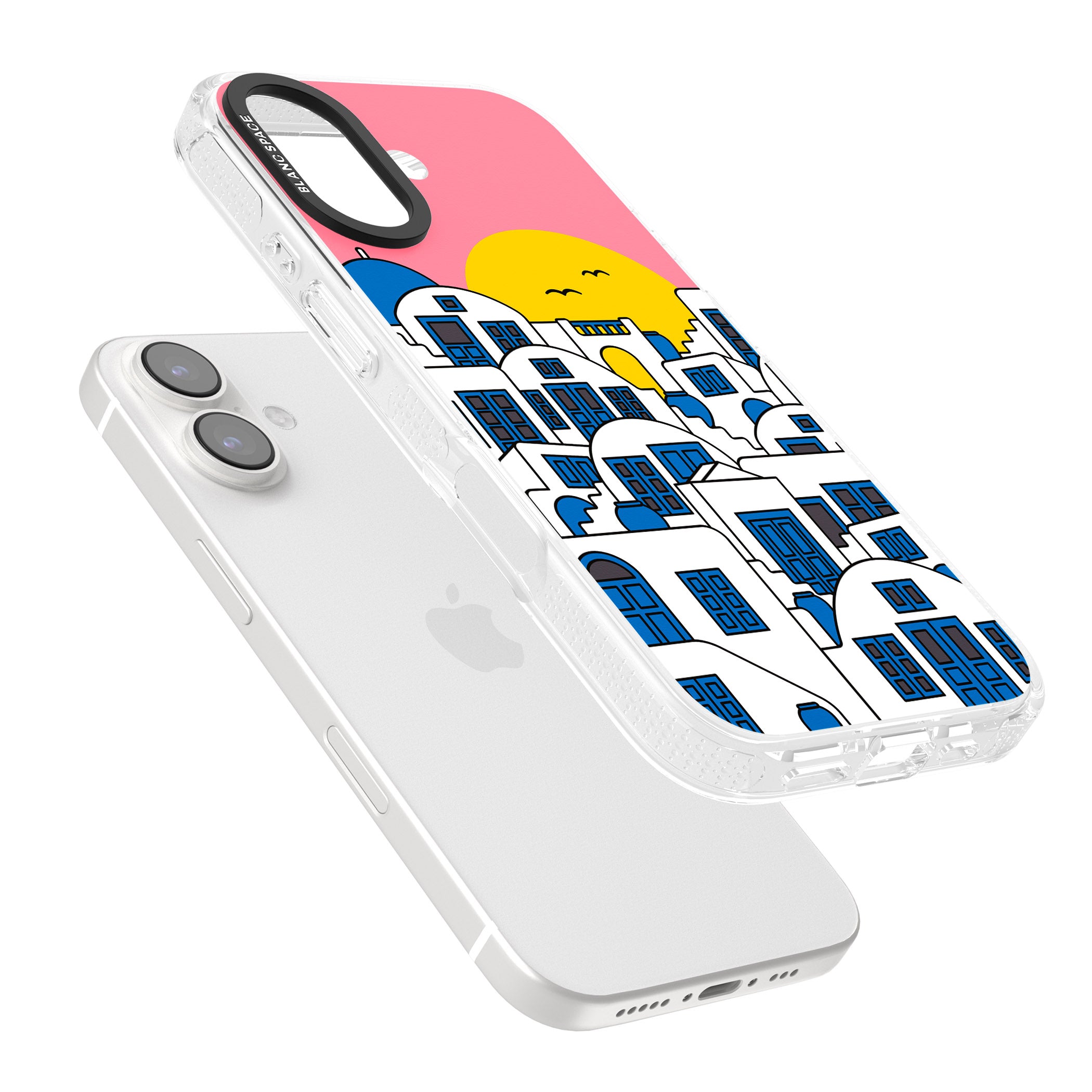 Santorini Sunset iPhone 16 / 16 Plus Clear Case Impact Air - Blanc Space