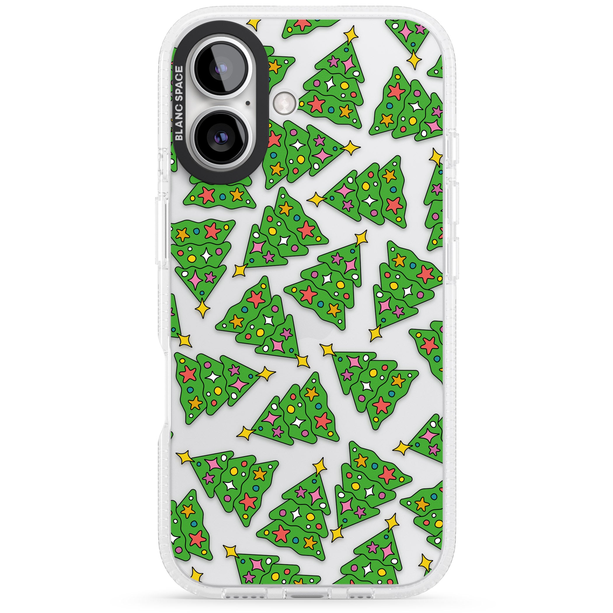 Christmas Tree Pattern iPhone 16 / 16 Plus Clear Case Impact Air - Blanc Space