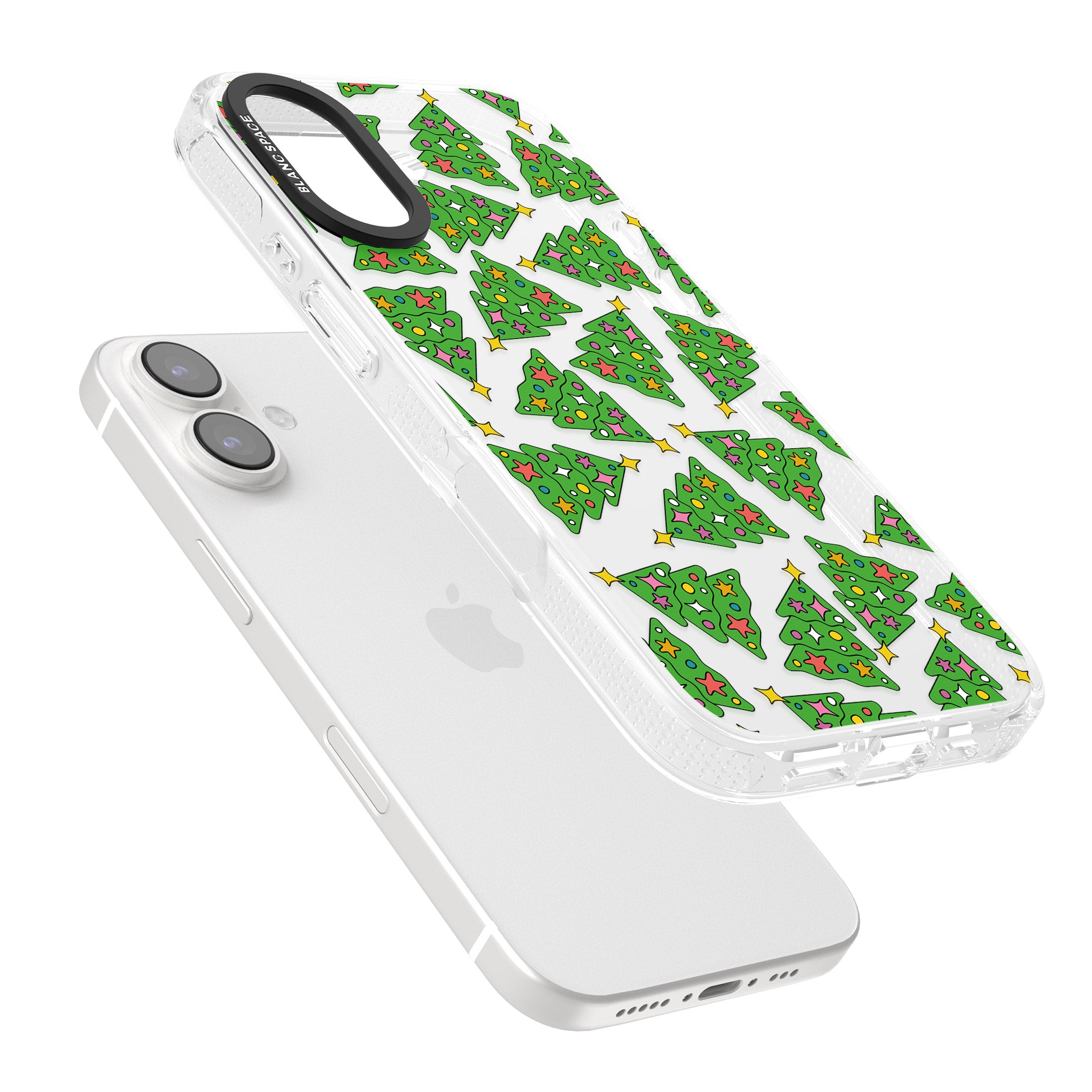 Christmas Tree Pattern iPhone 16 / 16 Plus Clear Case Impact Air - Blanc Space