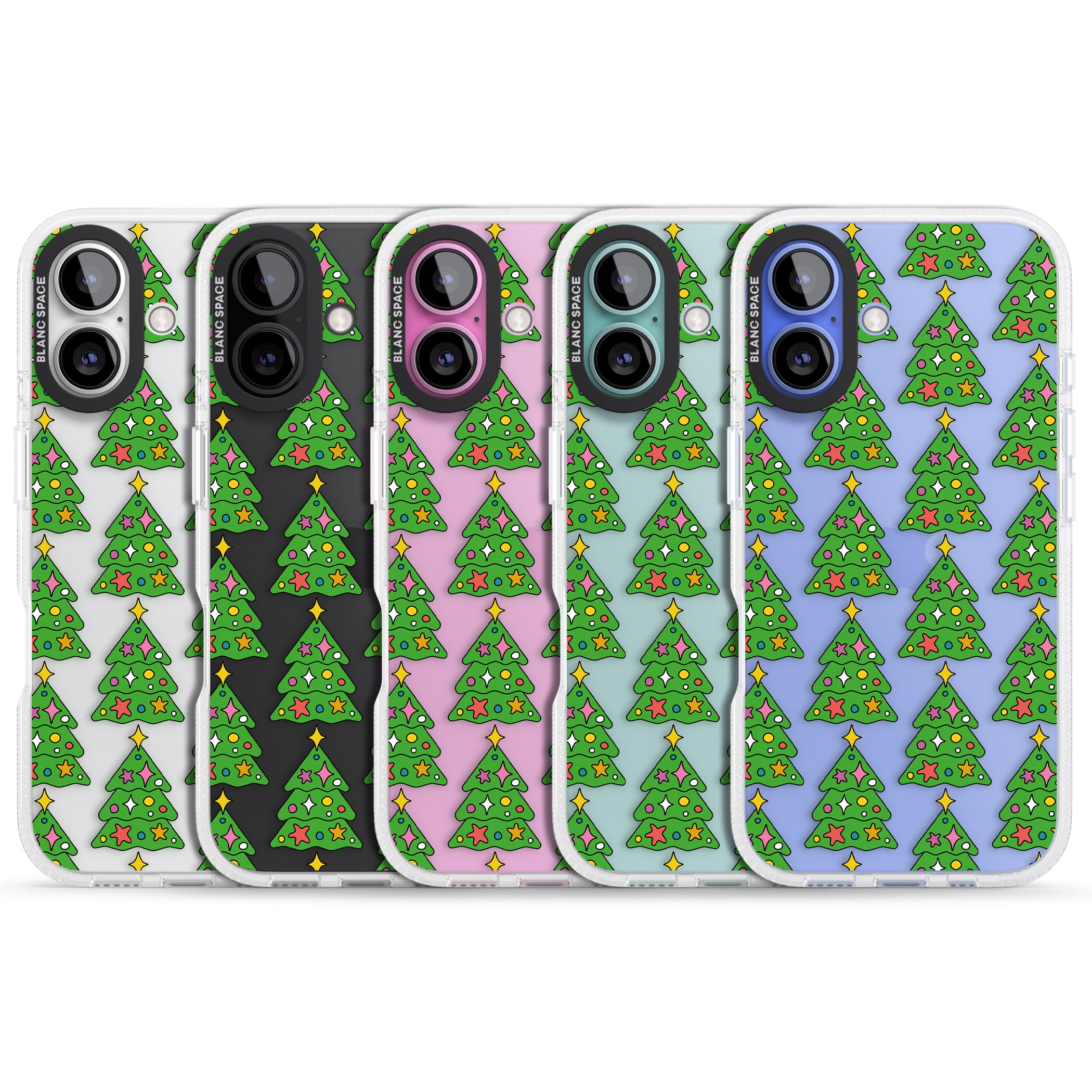 Christmas Tree Pattern (Clear) iPhone 16 / 16 Plus Clear Case Impact Air - Blanc Space