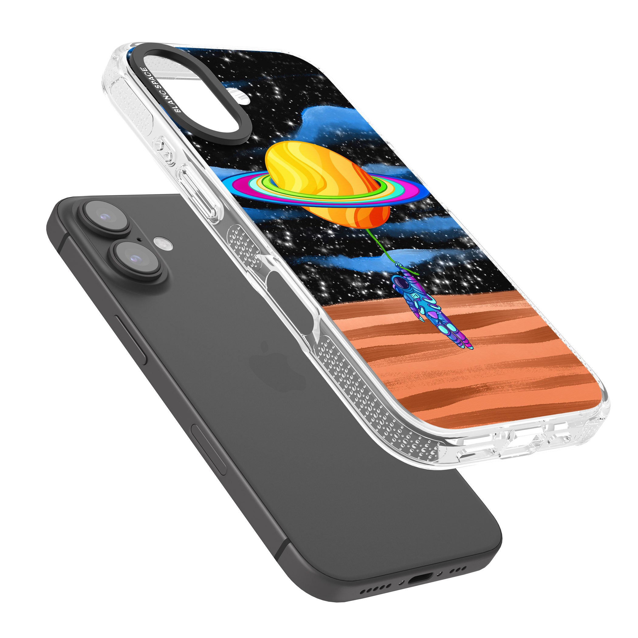 World On Helium iPhone 16 / 16 Plus Clear Case Impact Air - Blanc Space