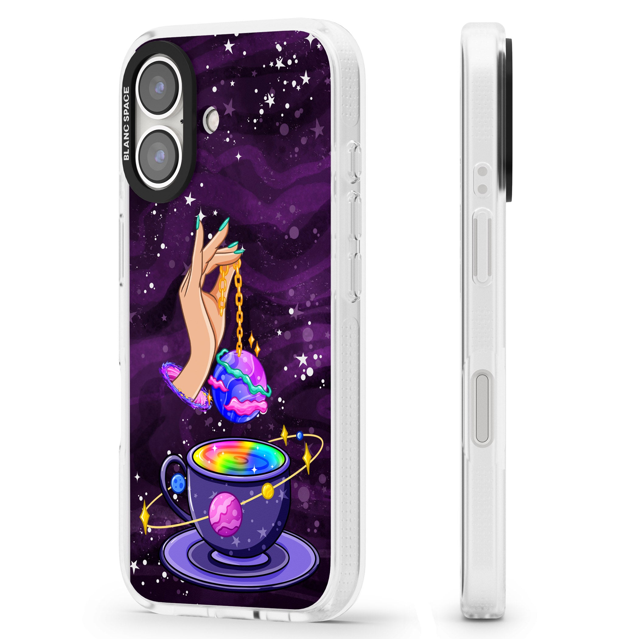 Space Tea iPhone 16 / 16 Plus Clear Case Impact Air - Blanc Space