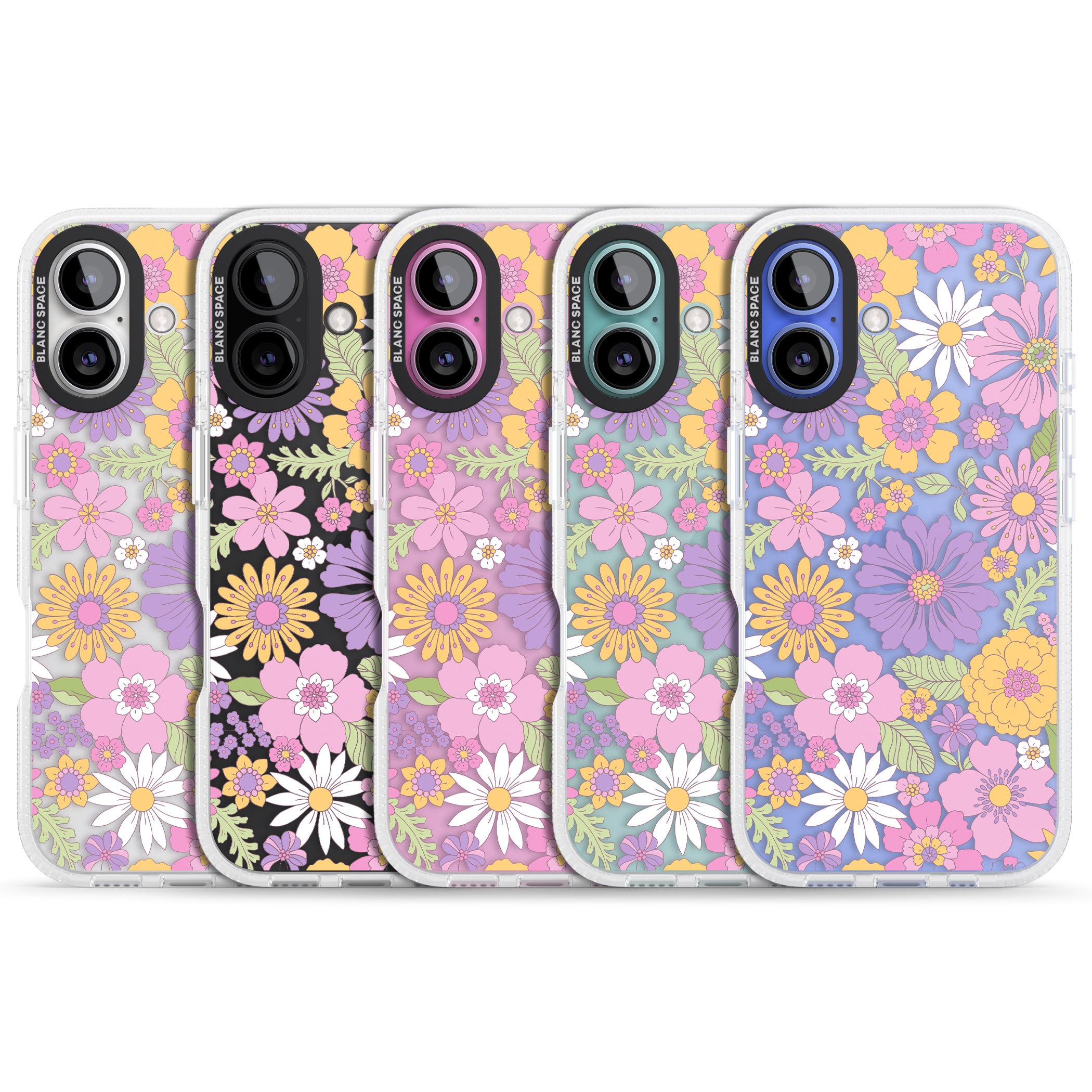 Soft Flower Mix iPhone 16 / 16 Plus Clear Case Impact Air - Blanc Space