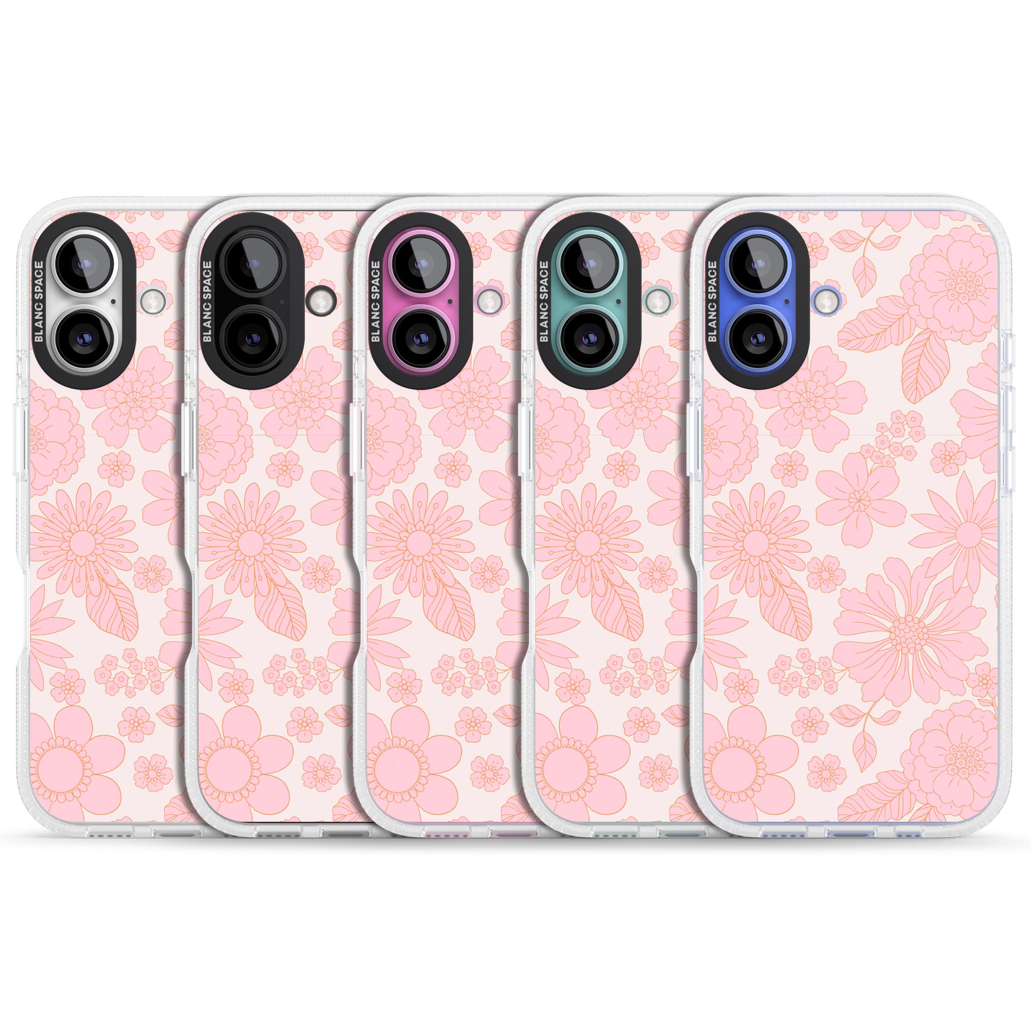 Gentle Pink Flowers iPhone 16 / 16 Plus Clear Case Impact Air - Blanc Space