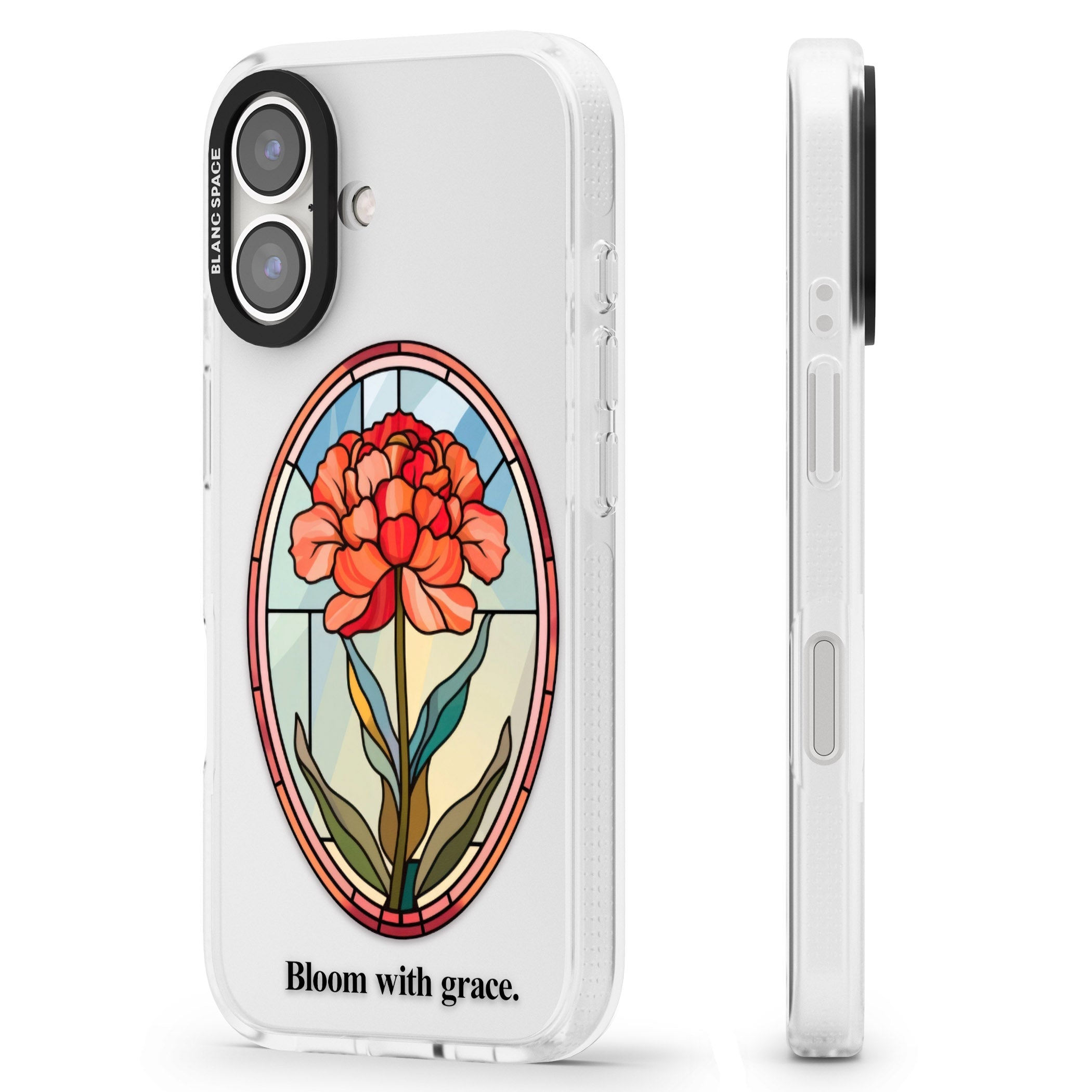Bloom with grace iPhone 16 / 16 Plus Clear Case Impact Air - Blanc Space