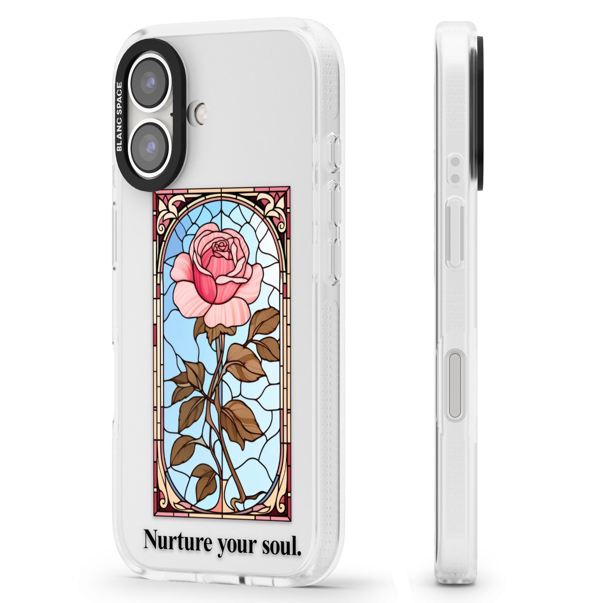Nurture your soul iPhone 16 / 16 Plus Clear Case Impact Air - Blanc Space
