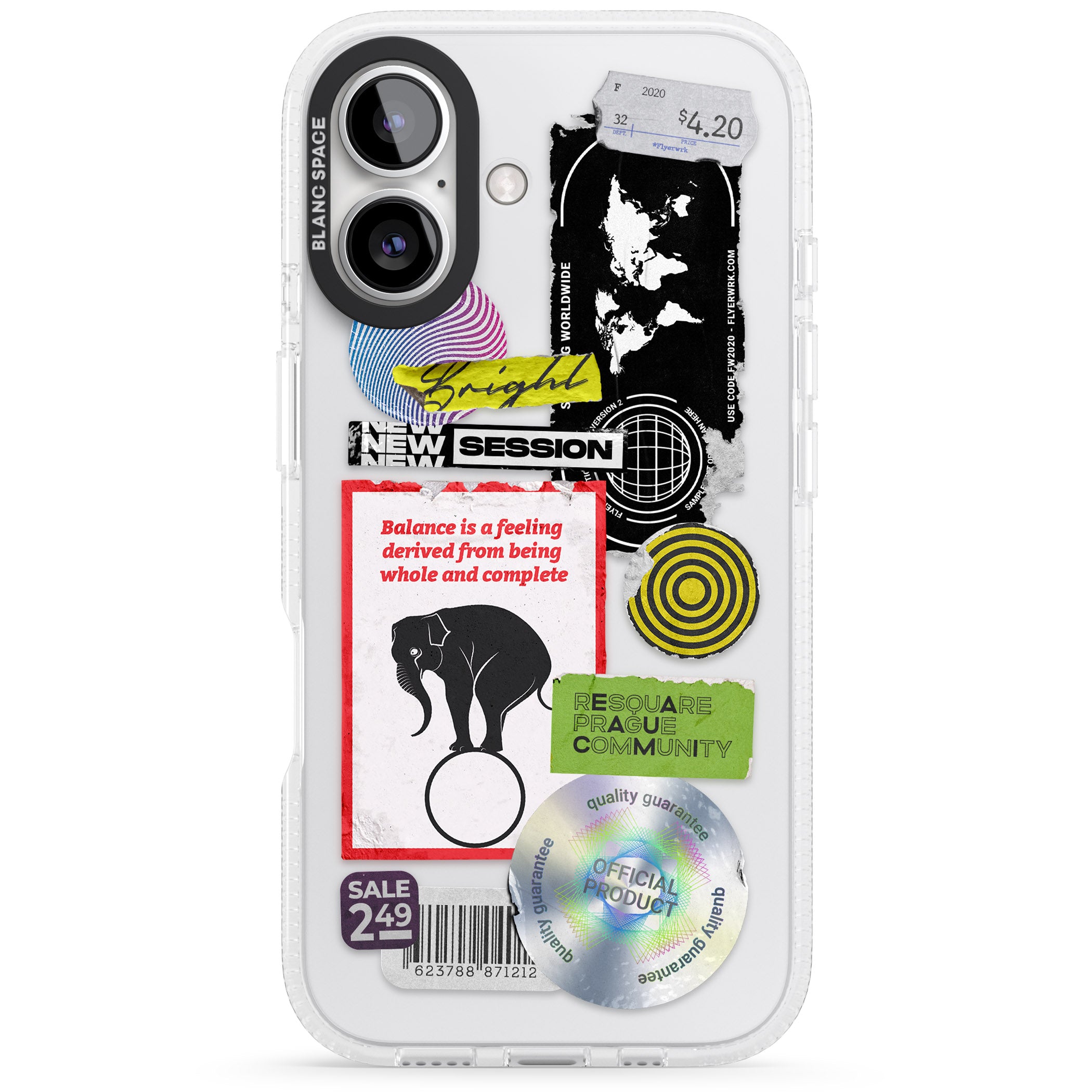 Peeled Sticker Mix iPhone 16 / 16 Plus Clear Case Impact Air - Blanc Space