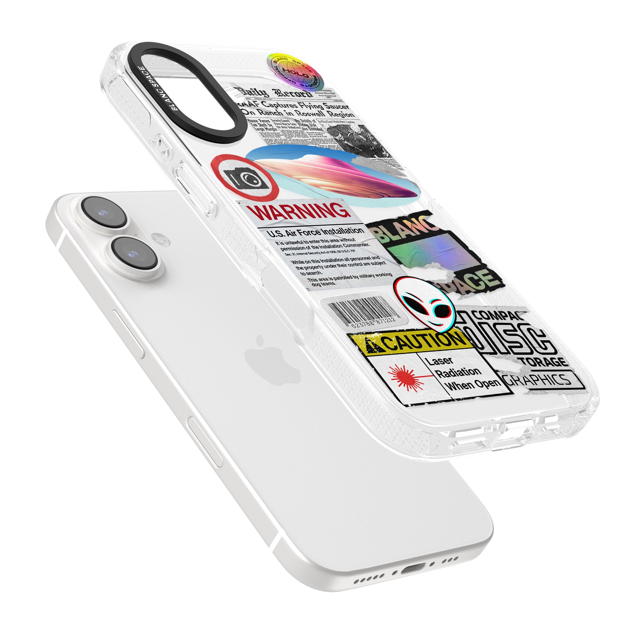 Cosmic Encounters iPhone 16 / 16 Plus Clear Case Impact Air - Blanc Space