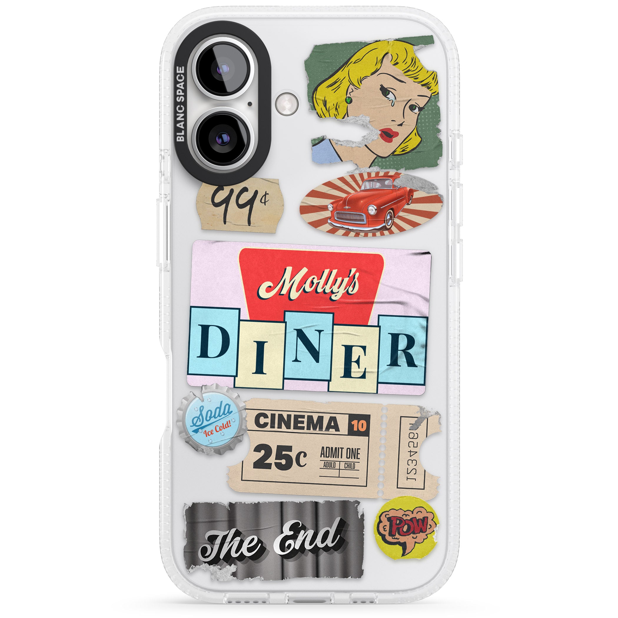 Nifty Fifties Swing iPhone 16 / 16 Plus Clear Case Impact Air - Blanc Space