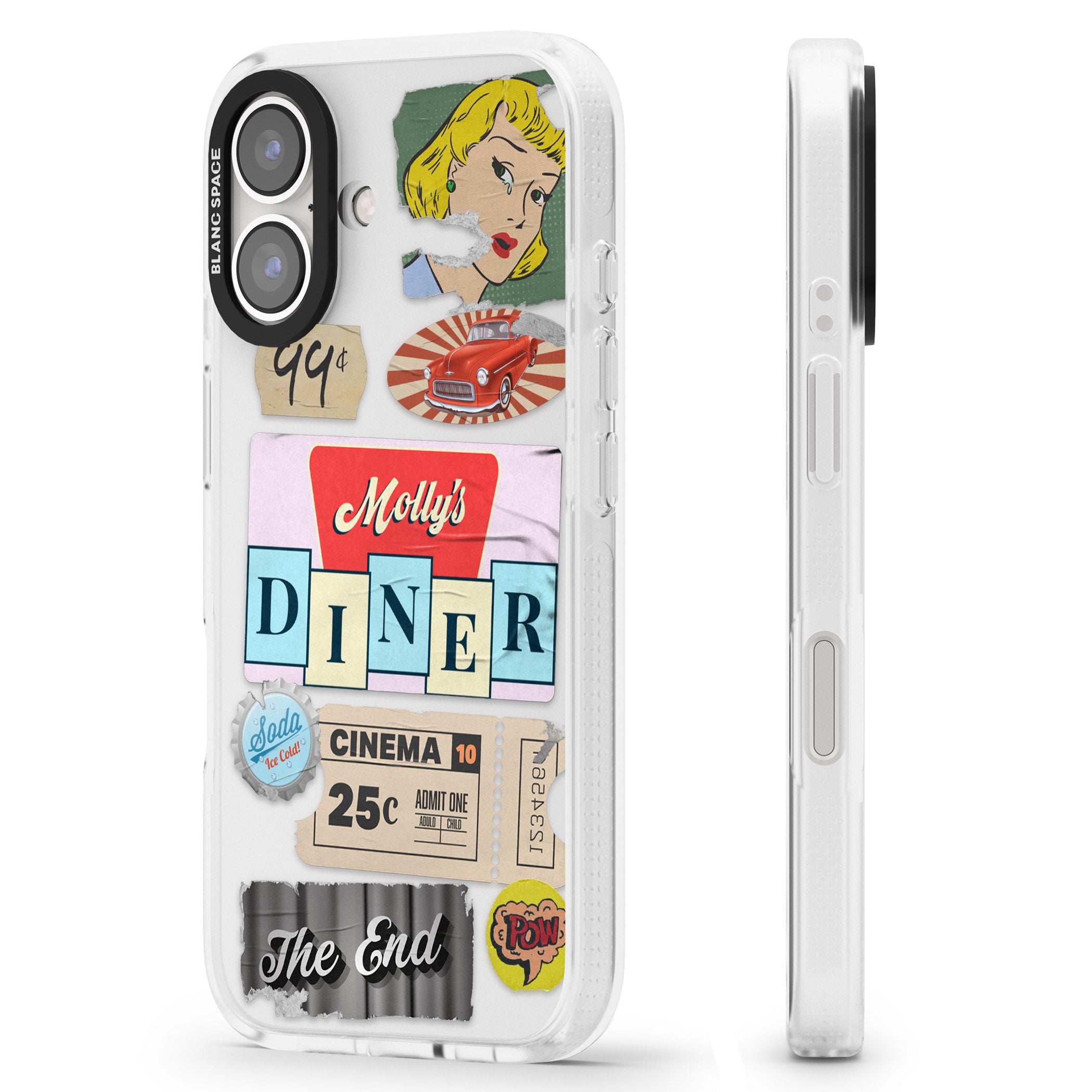 Nifty Fifties Swing iPhone 16 / 16 Plus Clear Case Impact Air - Blanc Space