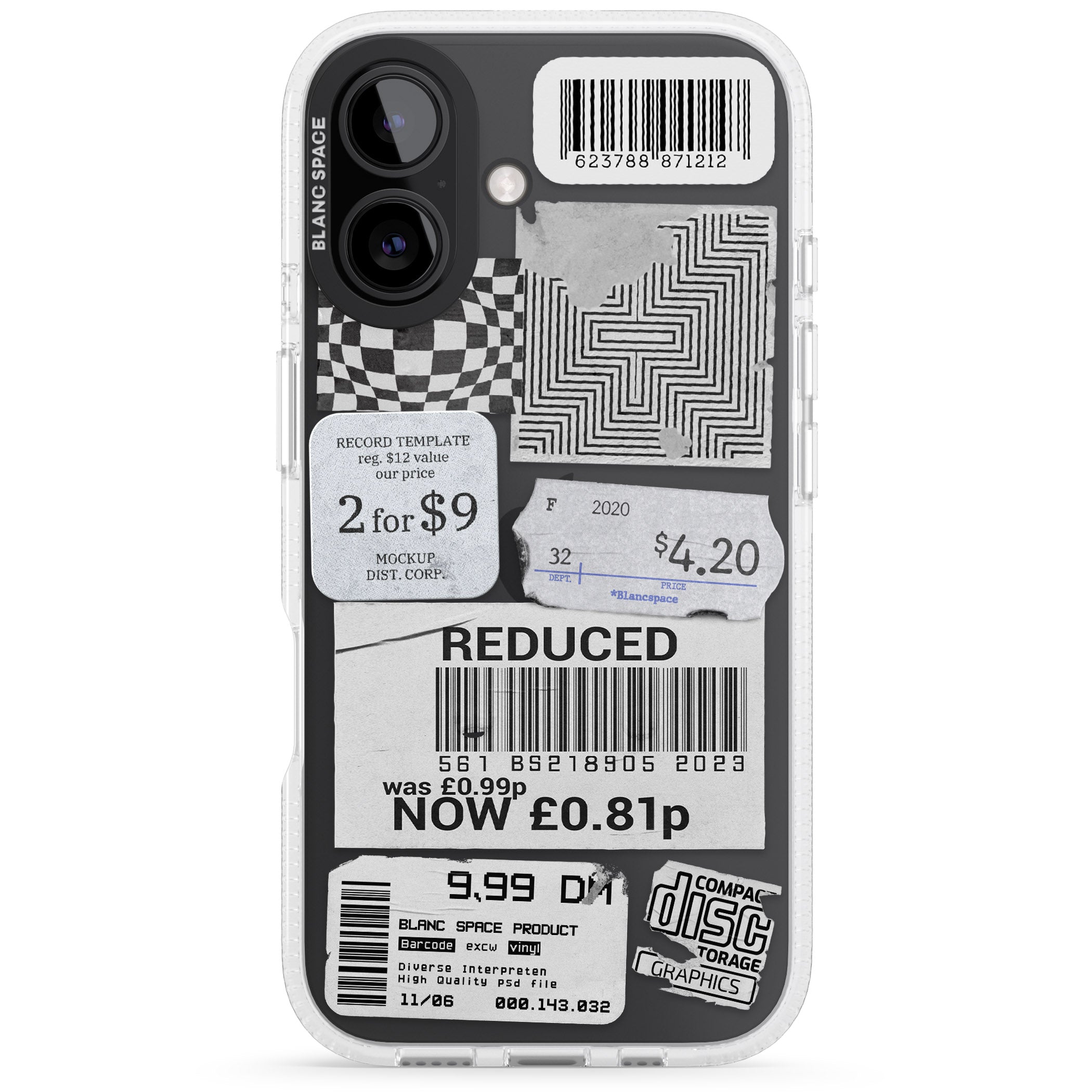 White Sticker Mix iPhone 16 / 16 Plus Clear Case Impact Air - Blanc Space