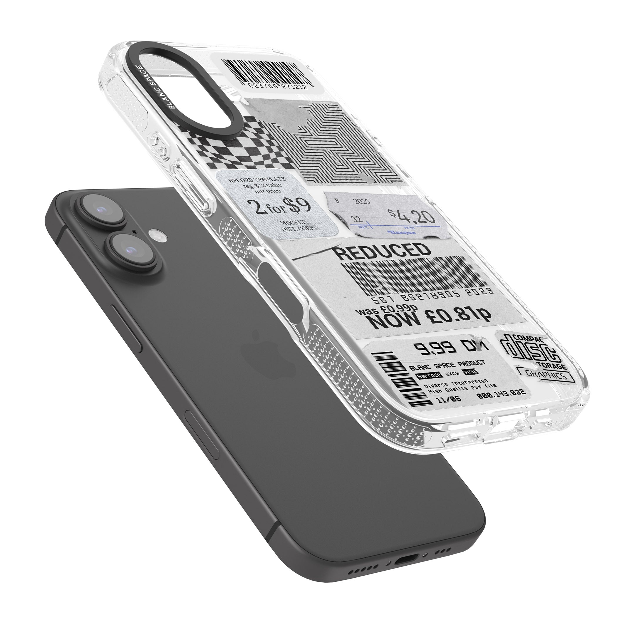 White Sticker Mix iPhone 16 / 16 Plus Clear Case Impact Air - Blanc Space