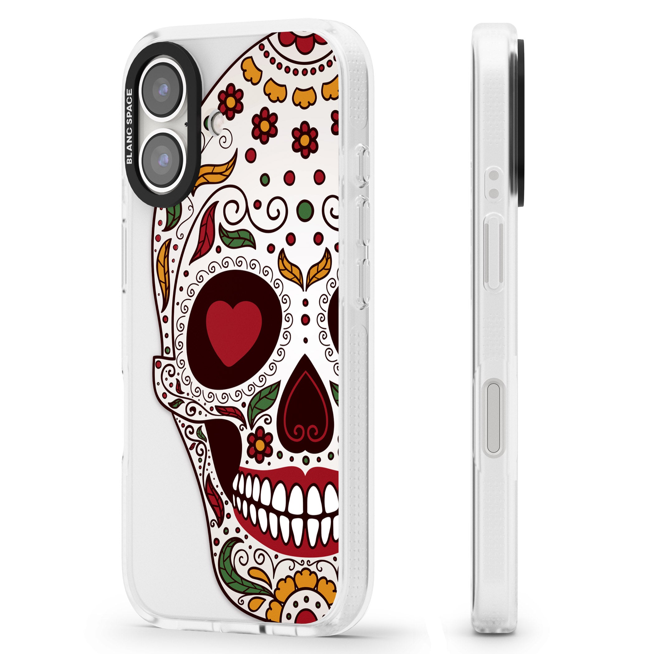 Autumn Sugar Skull iPhone 16 / 16 Plus Clear Case Impact Air - Blanc Space