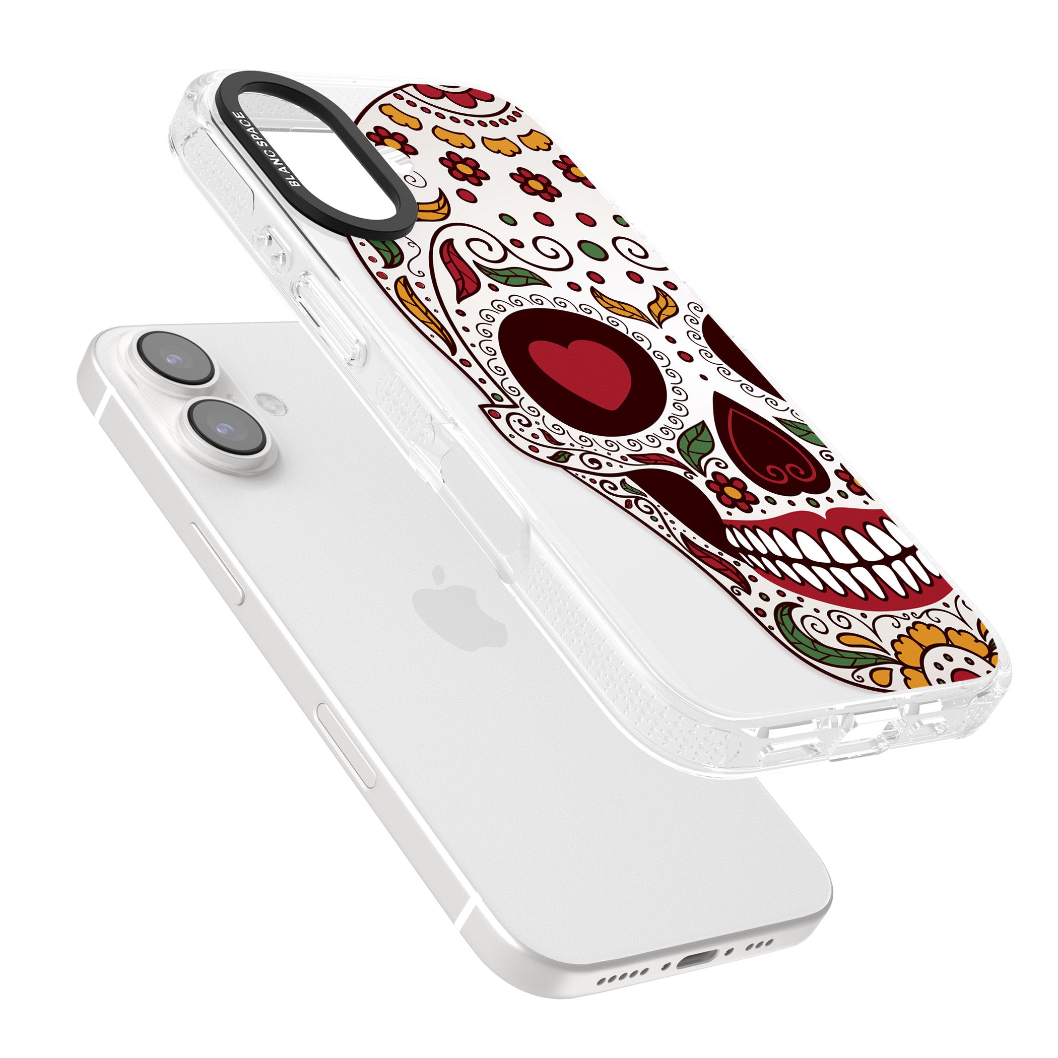 Autumn Sugar Skull iPhone 16 / 16 Plus Clear Case Impact Air - Blanc Space